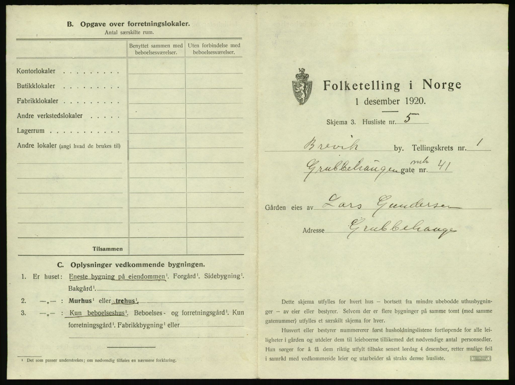 SAKO, 1920 census for Brevik, 1920, p. 30