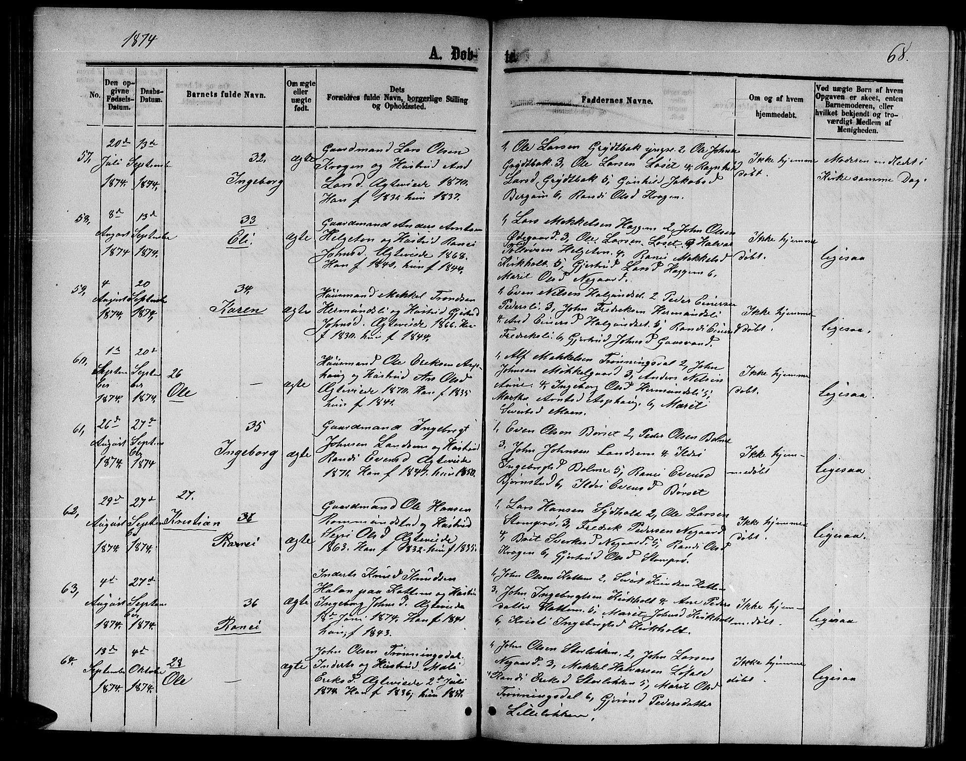 Ministerialprotokoller, klokkerbøker og fødselsregistre - Møre og Romsdal, AV/SAT-A-1454/598/L1076: Parish register (copy) no. 598C01, 1867-1878, p. 68