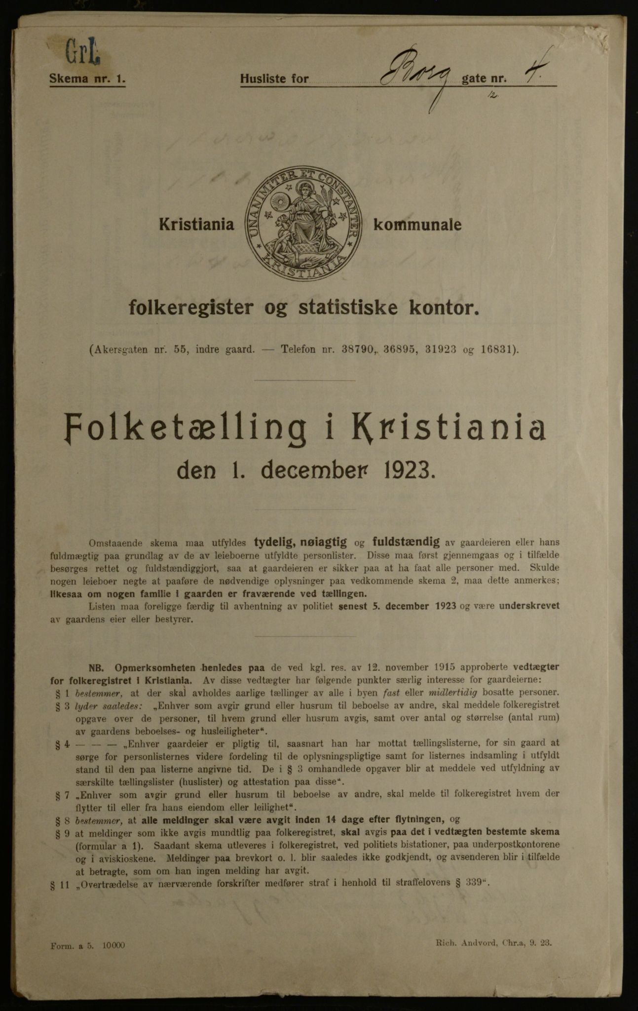 OBA, Municipal Census 1923 for Kristiania, 1923, p. 8794