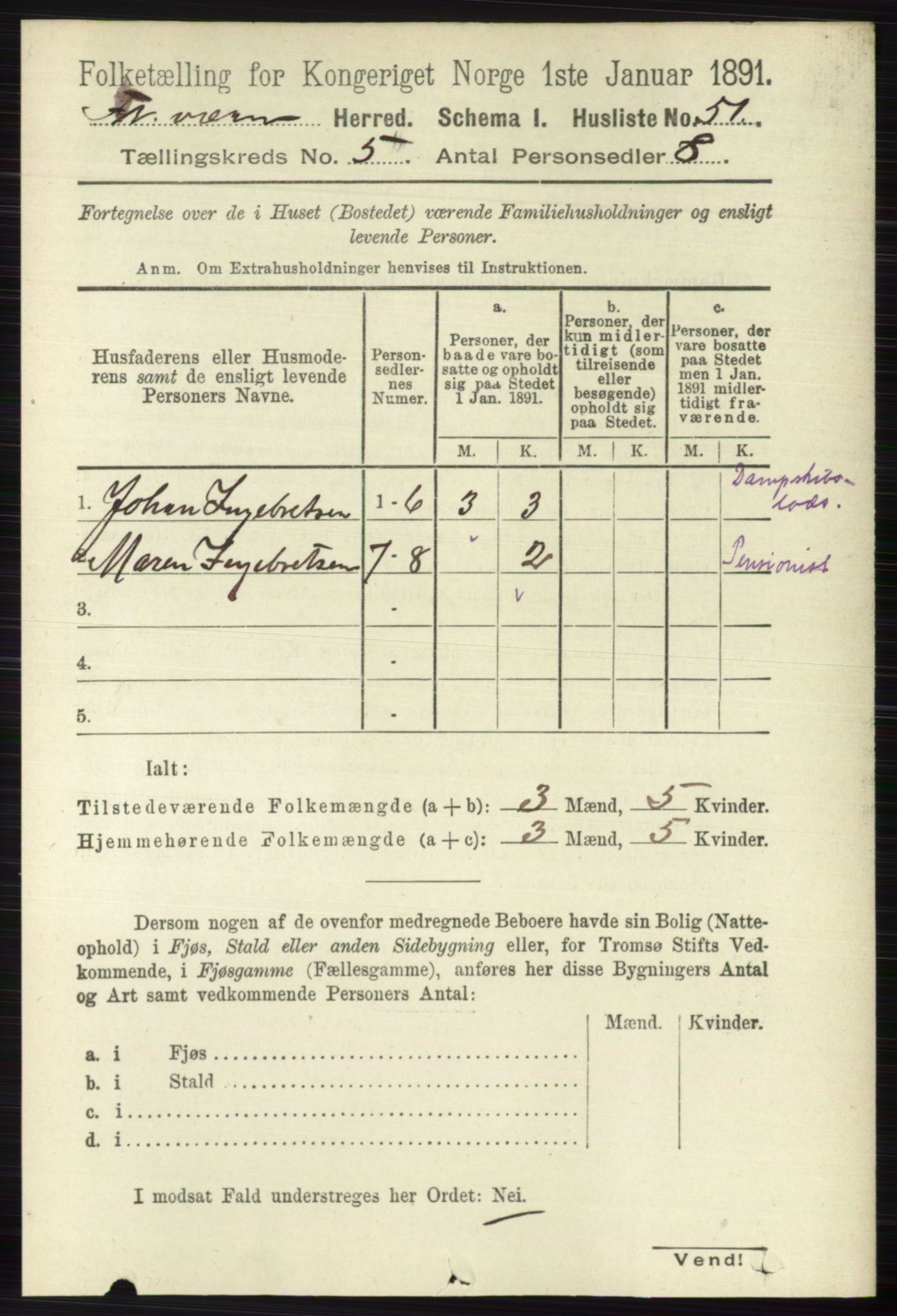 RA, 1891 census for 0798 Fredriksvern, 1891, p. 1026