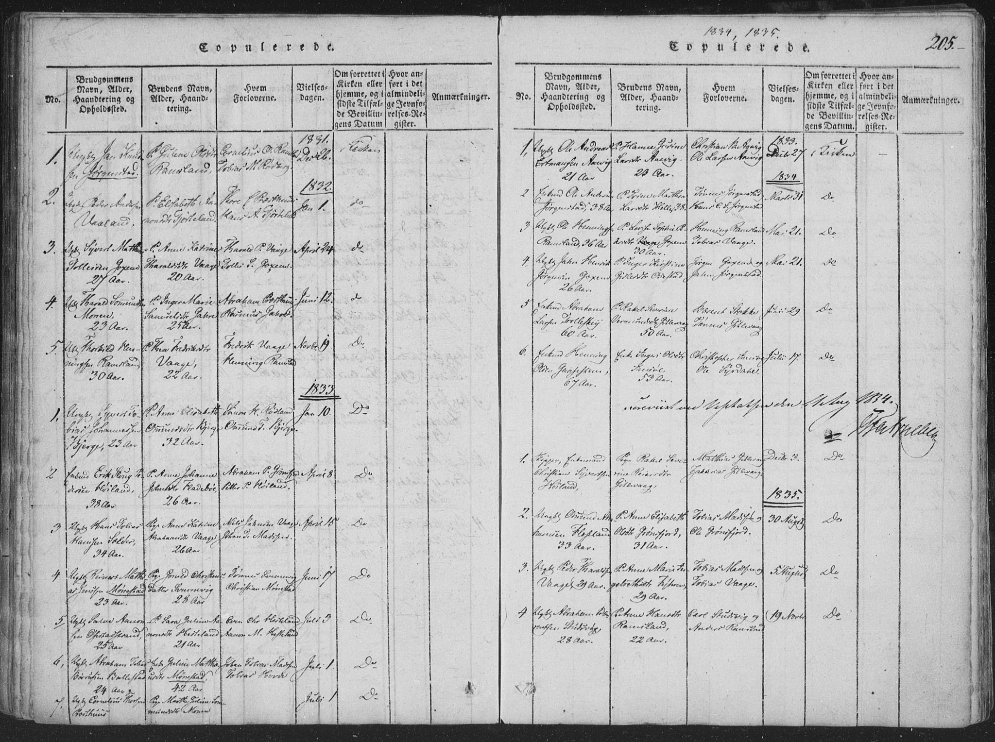 Sør-Audnedal sokneprestkontor, AV/SAK-1111-0039/F/Fa/Faa/L0001: Parish register (official) no. A 1, 1816-1848, p. 205