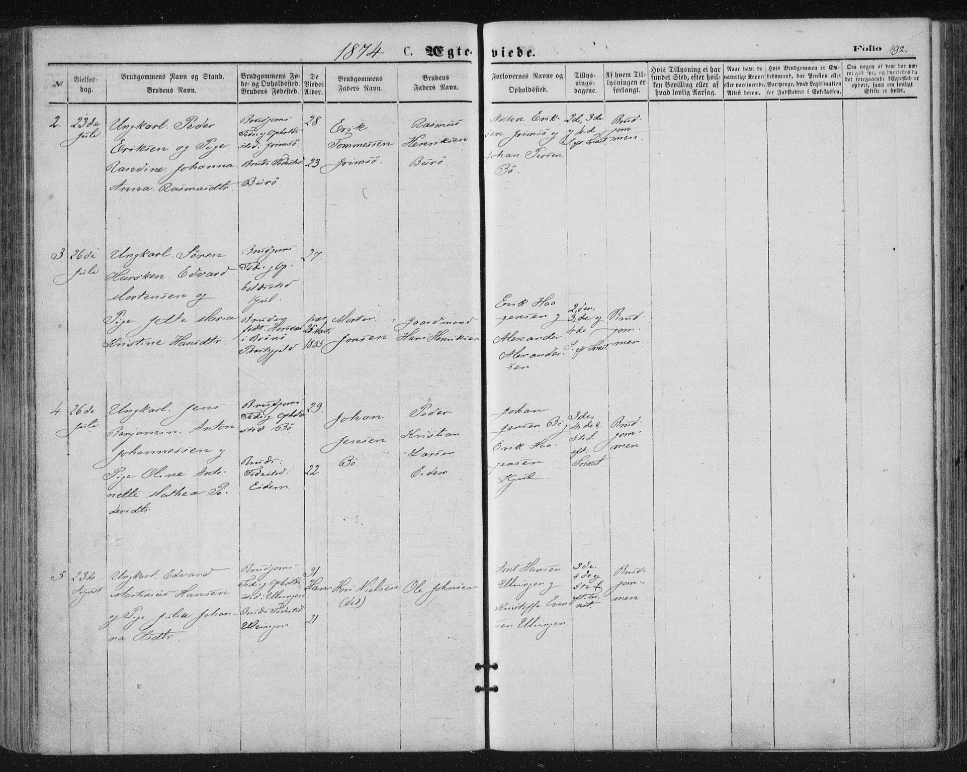 Ministerialprotokoller, klokkerbøker og fødselsregistre - Nordland, SAT/A-1459/816/L0241: Parish register (official) no. 816A07, 1870-1885, p. 192