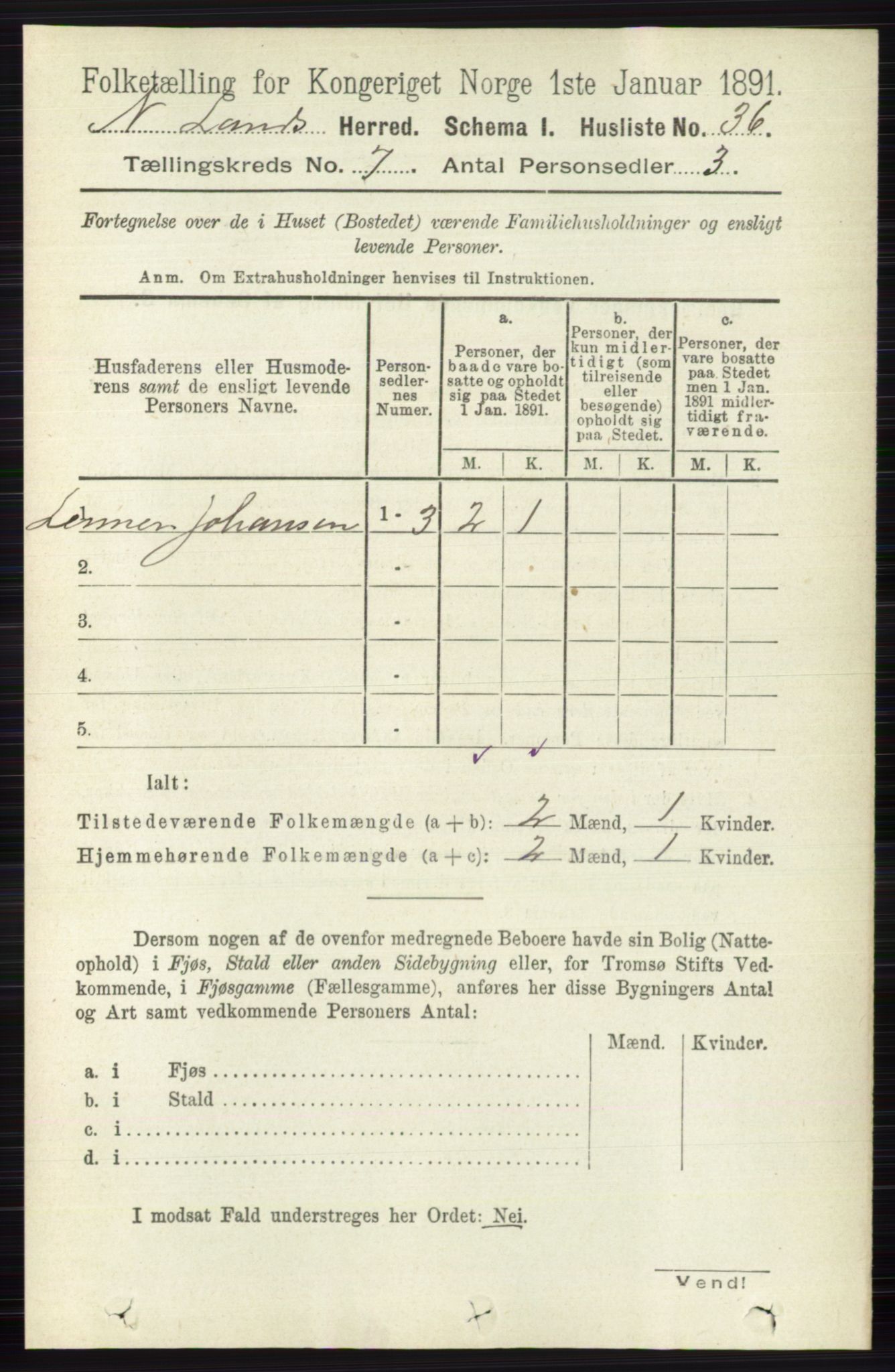 RA, 1891 census for 0538 Nordre Land, 1891, p. 1925