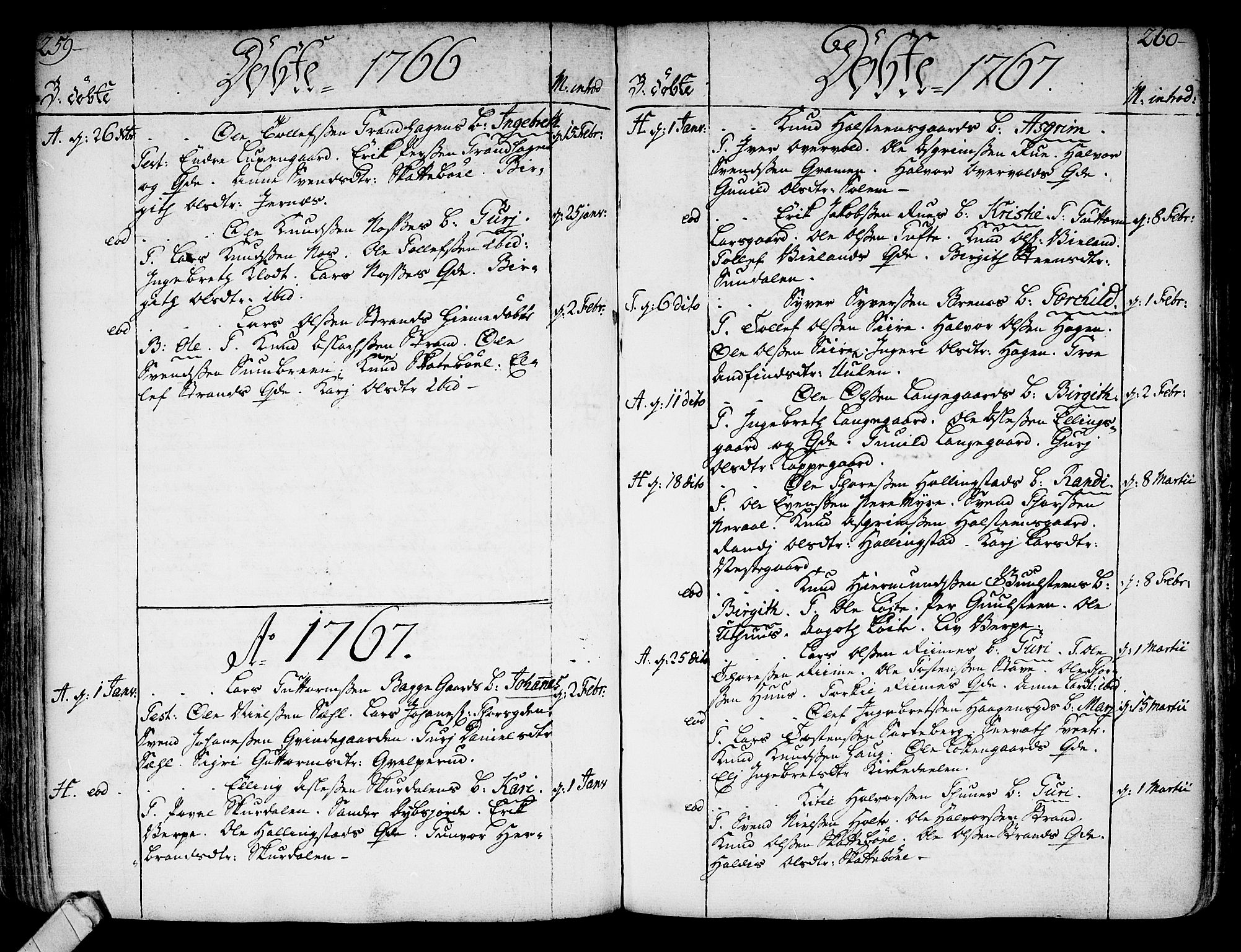 Ål kirkebøker, SAKO/A-249/F/Fa/L0001: Parish register (official) no. I 1, 1744-1769, p. 259-260