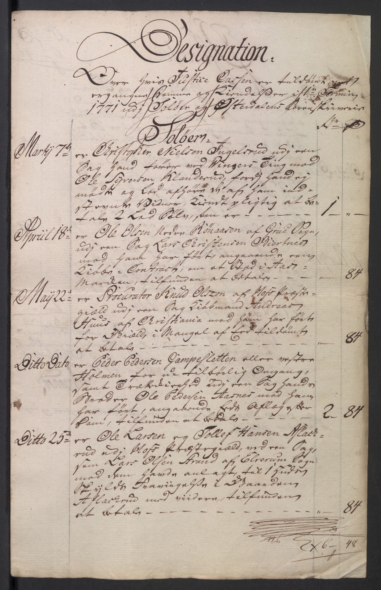 Rentekammeret inntil 1814, Reviderte regnskaper, Mindre regnskaper, AV/RA-EA-4068/Rb/L0014: Opplands amt, 1771-1779, p. 207