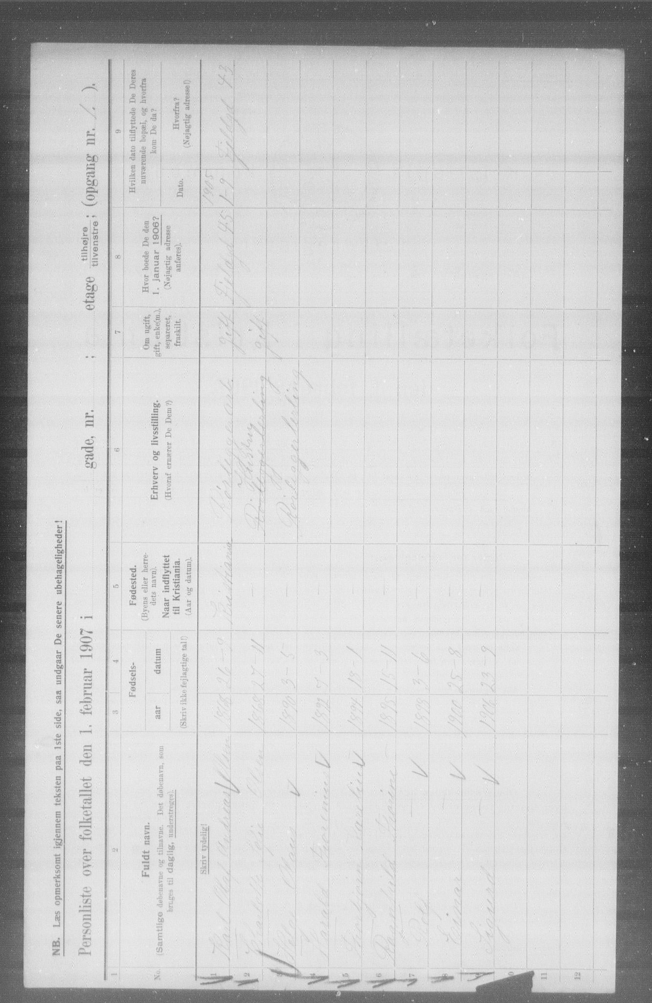OBA, Municipal Census 1907 for Kristiania, 1907, p. 12508