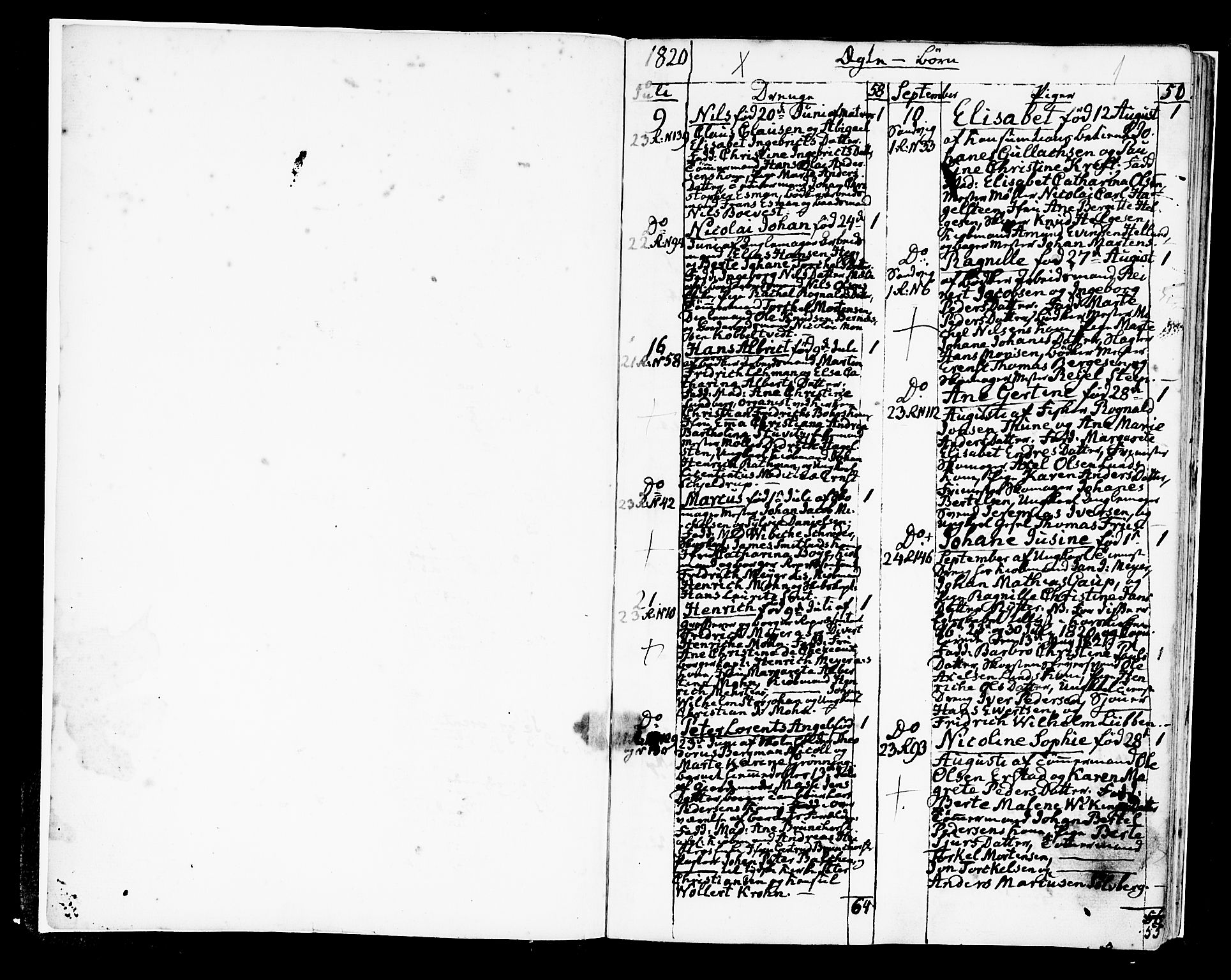 Korskirken sokneprestembete, SAB/A-76101/H/Hab: Parish register (copy) no. A 4, 1820-1832, p. 1