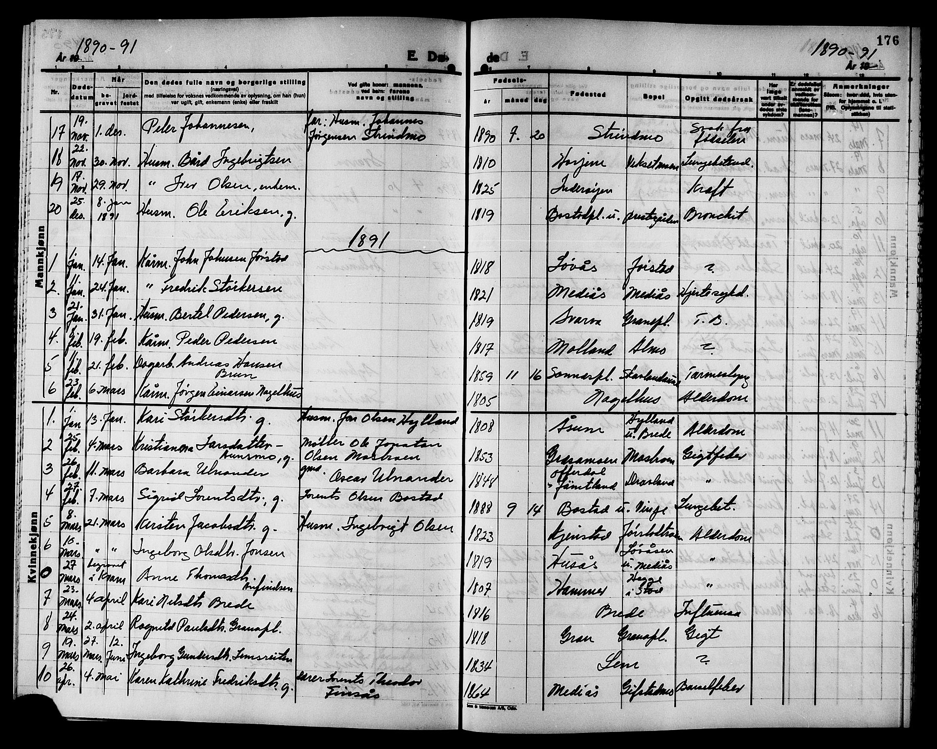 Ministerialprotokoller, klokkerbøker og fødselsregistre - Nord-Trøndelag, SAT/A-1458/749/L0487: Parish register (official) no. 749D03, 1887-1902, p. 176