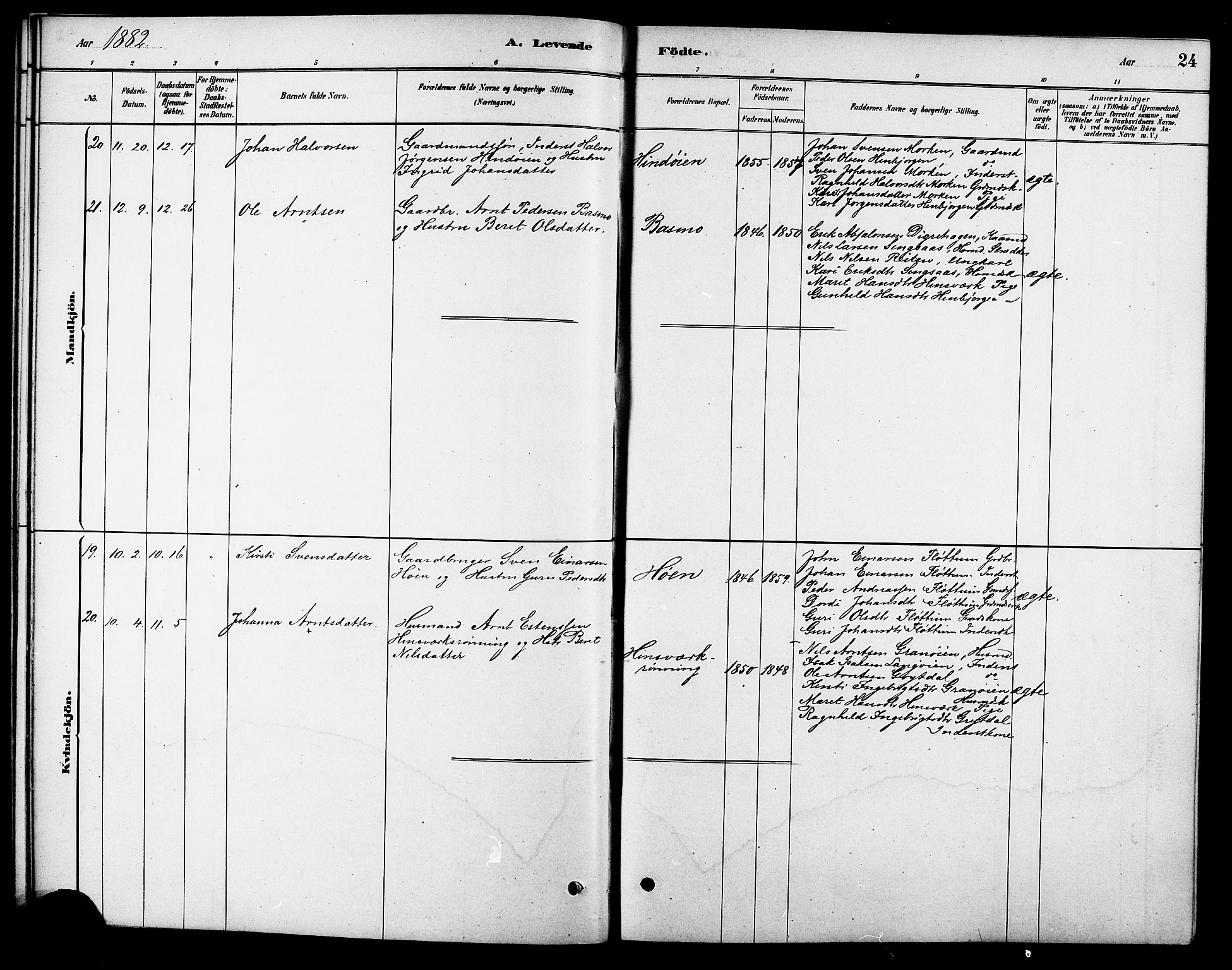 Ministerialprotokoller, klokkerbøker og fødselsregistre - Sør-Trøndelag, SAT/A-1456/688/L1024: Parish register (official) no. 688A01, 1879-1890, p. 24
