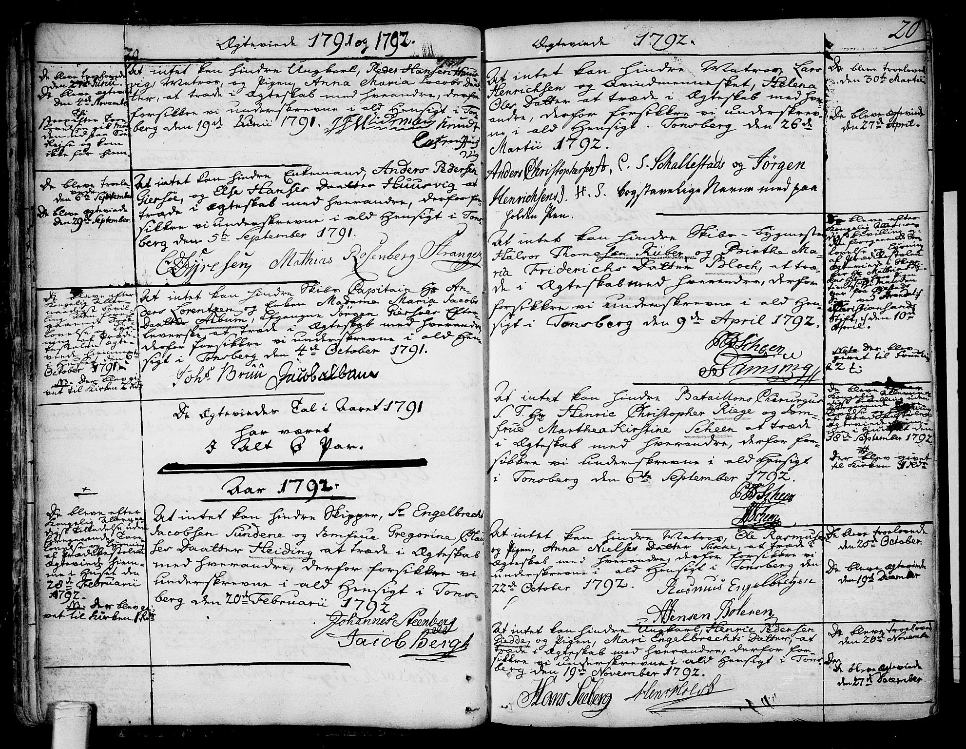 Tønsberg kirkebøker, AV/SAKO-A-330/F/Fa/L0002: Parish register (official) no. I 2, 1760-1796, p. 20