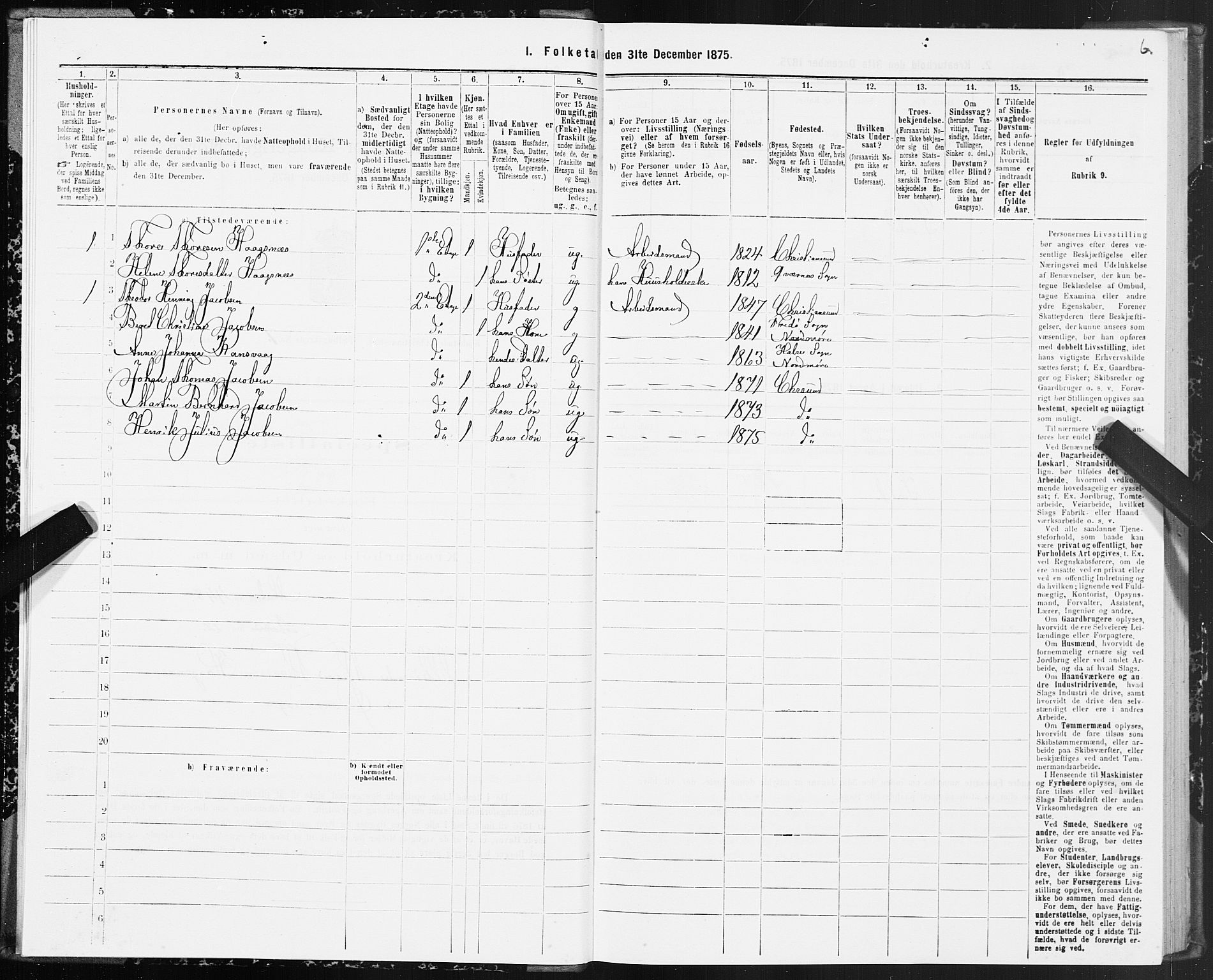 SAT, 1875 census for 1503B Kristiansund/Kristiansund, 1875, p. 1006