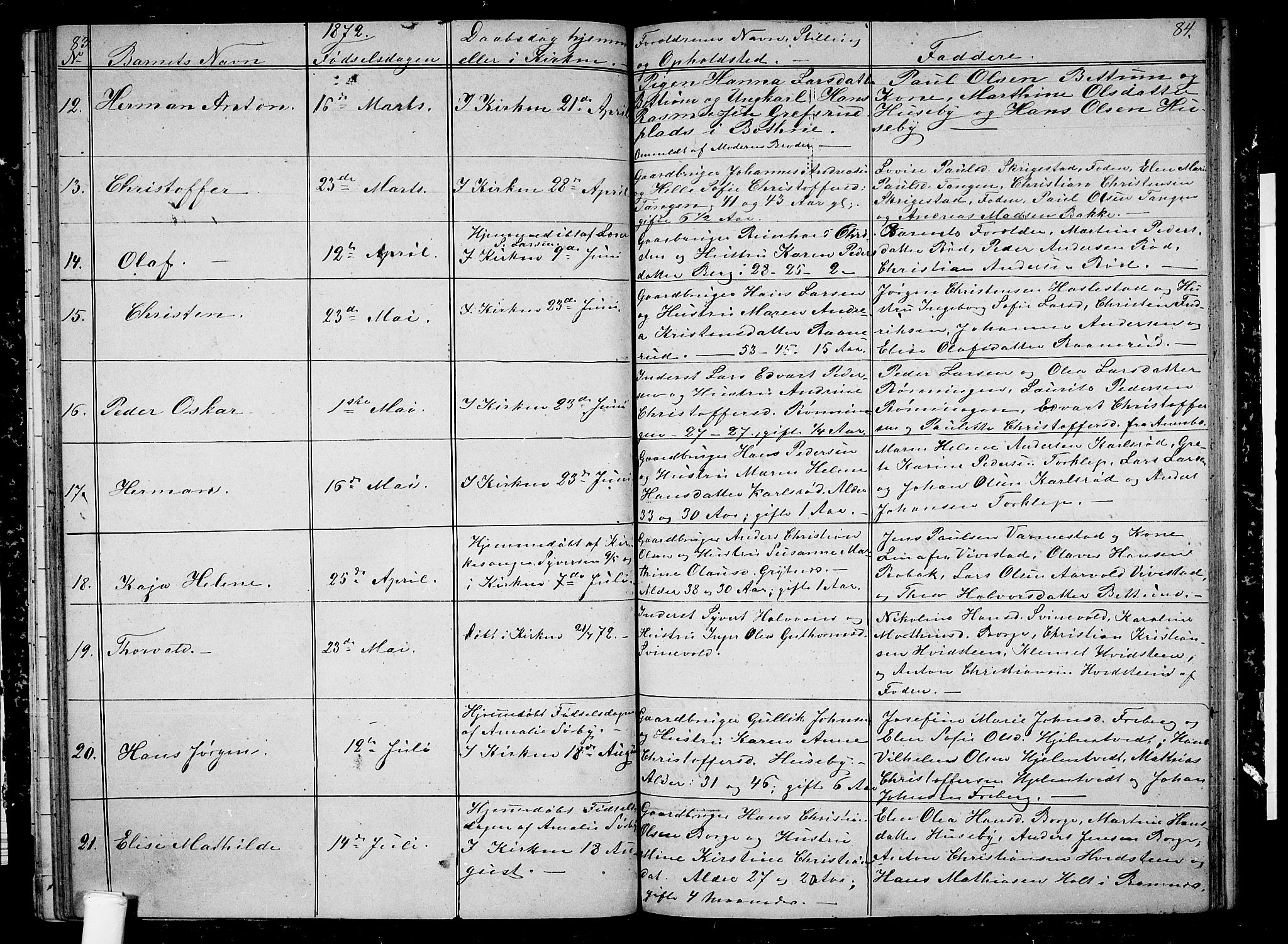 Våle kirkebøker, SAKO/A-334/G/Ga/L0003: Parish register (copy) no. I 3, 1863-1874, p. 83-84