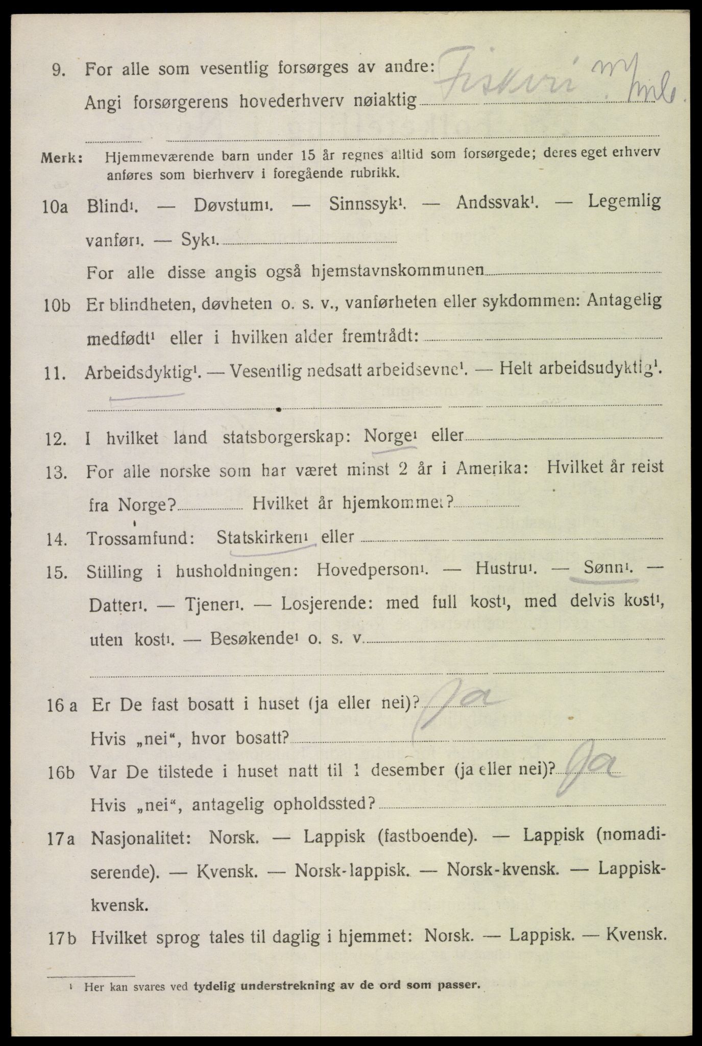 SAT, 1920 census for Gimsøy, 1920, p. 1644