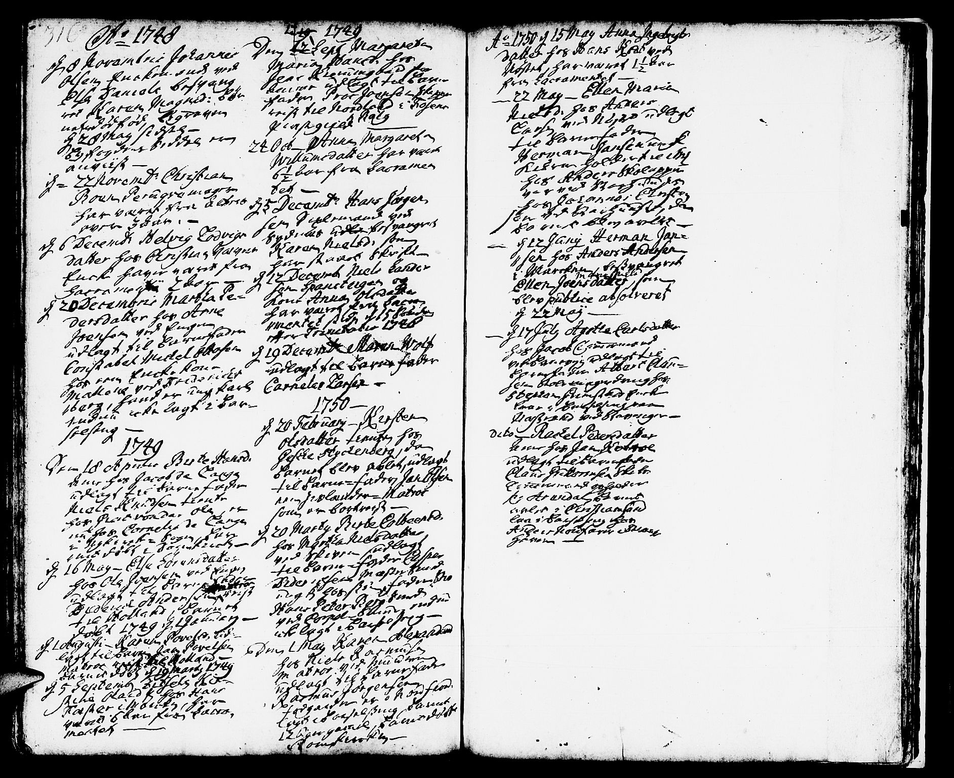 Domkirken sokneprestembete, SAB/A-74801/H/Haa/L0002: Parish register (official) no. A 2, 1733-1750, p. 316-317
