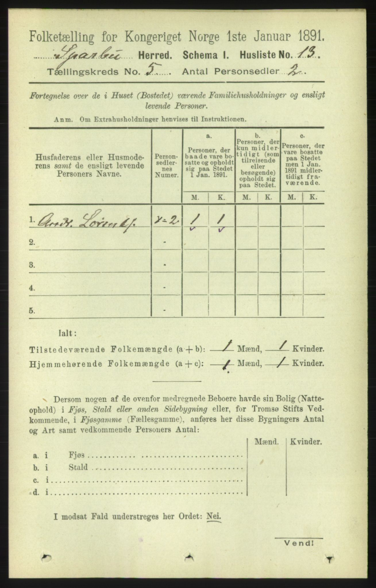 RA, 1891 census for 1731 Sparbu, 1891, p. 1593