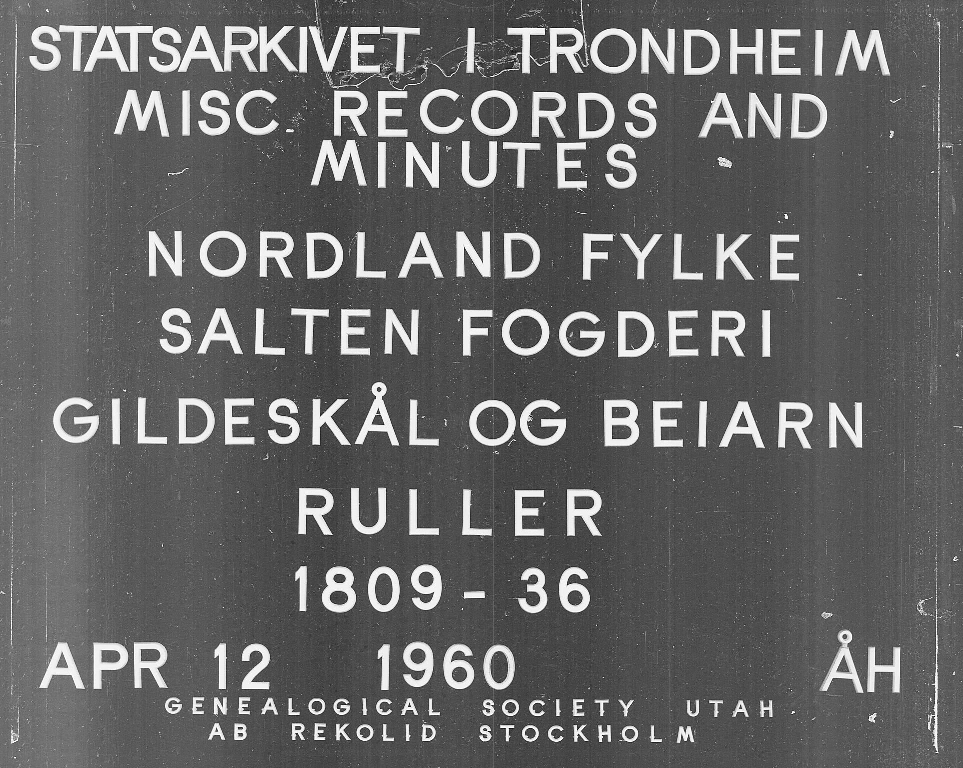 Fylkesmannen i Nordland, SAT/A-0499/1.1/R/Ra/L0018: --, 1809-1836, p. 1