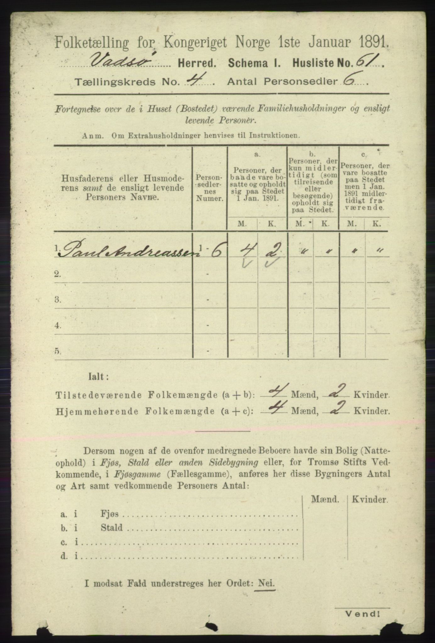 RA, 1891 census for 2029 Vadsø, 1891, p. 1204