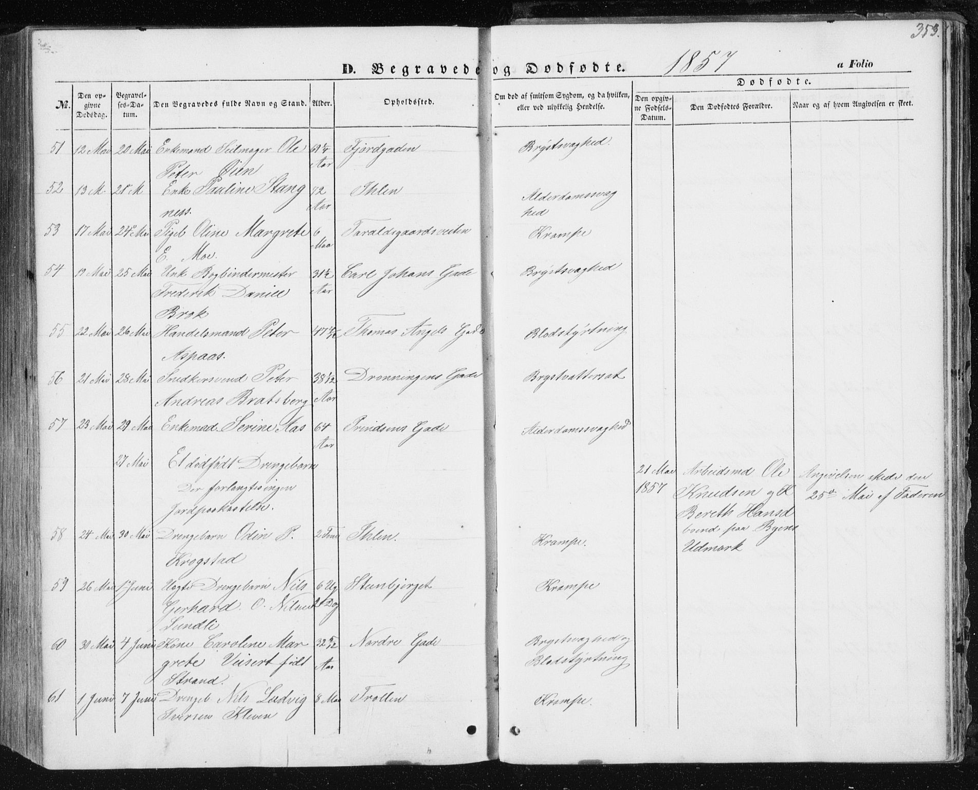 Ministerialprotokoller, klokkerbøker og fødselsregistre - Sør-Trøndelag, AV/SAT-A-1456/602/L0112: Parish register (official) no. 602A10, 1848-1859, p. 353