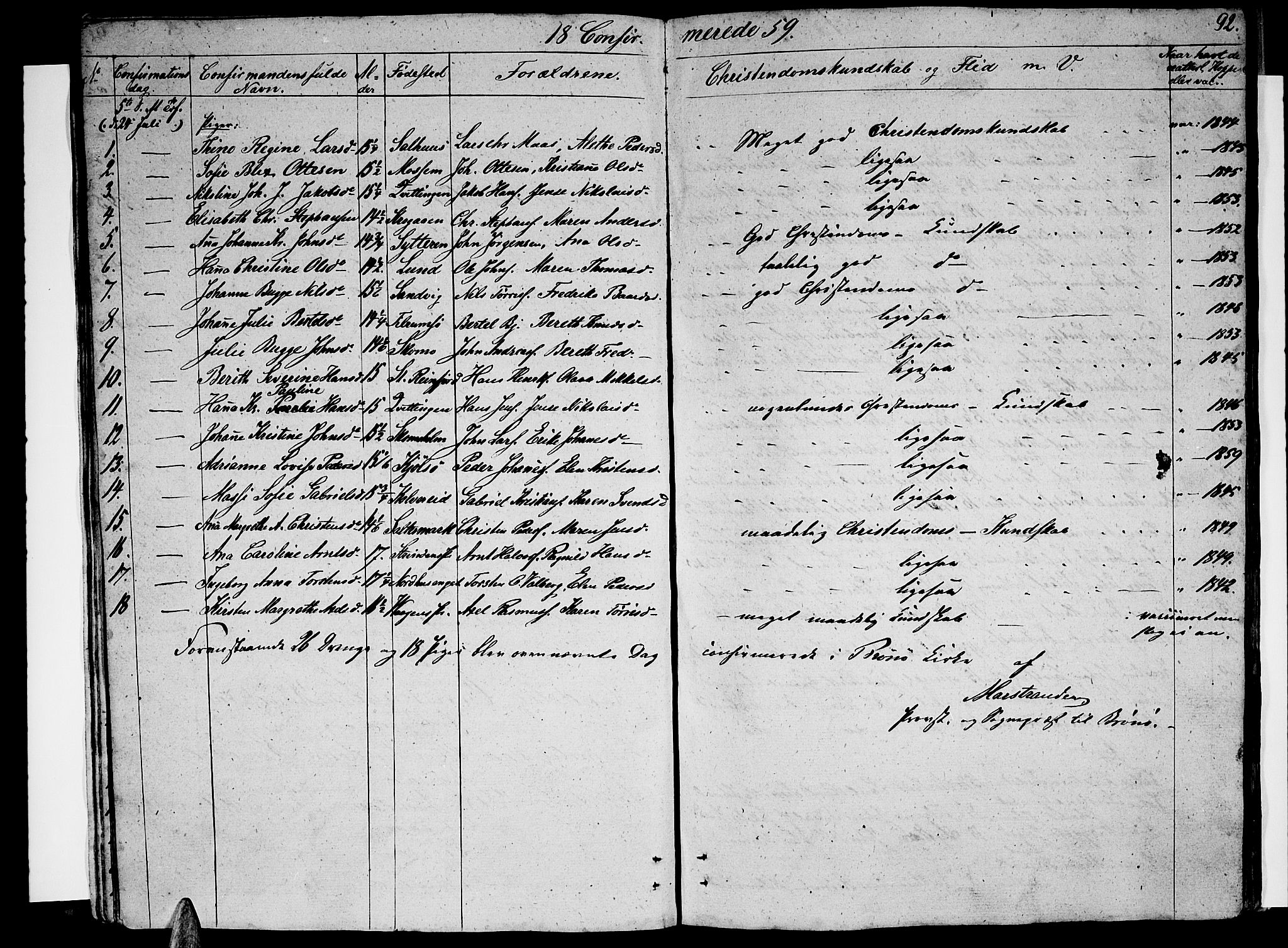 Ministerialprotokoller, klokkerbøker og fødselsregistre - Nordland, SAT/A-1459/813/L0211: Parish register (copy) no. 813C03, 1842-1863, p. 92