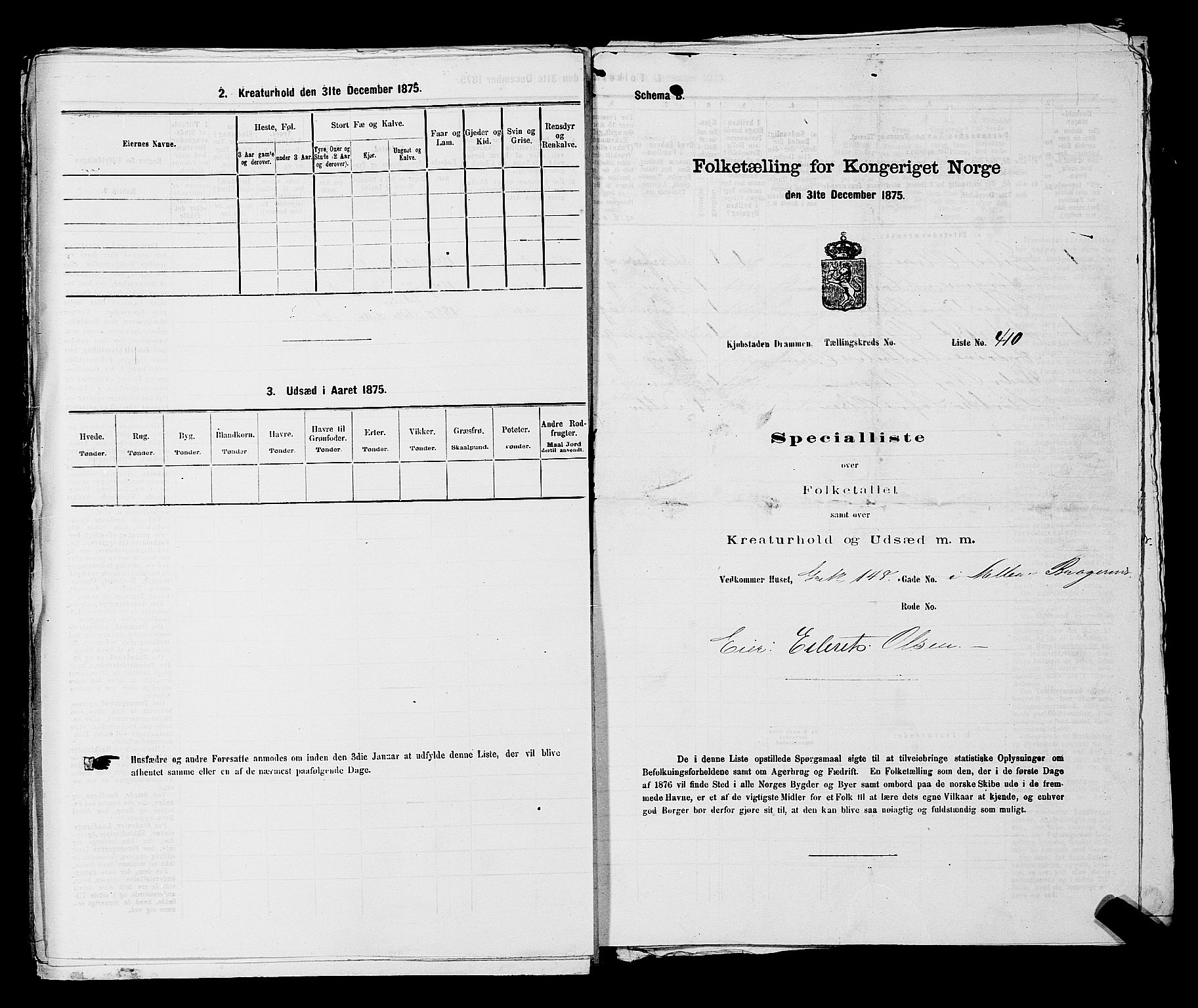 SAKO, 1875 census for 0602 Drammen, 1875, p. 1461