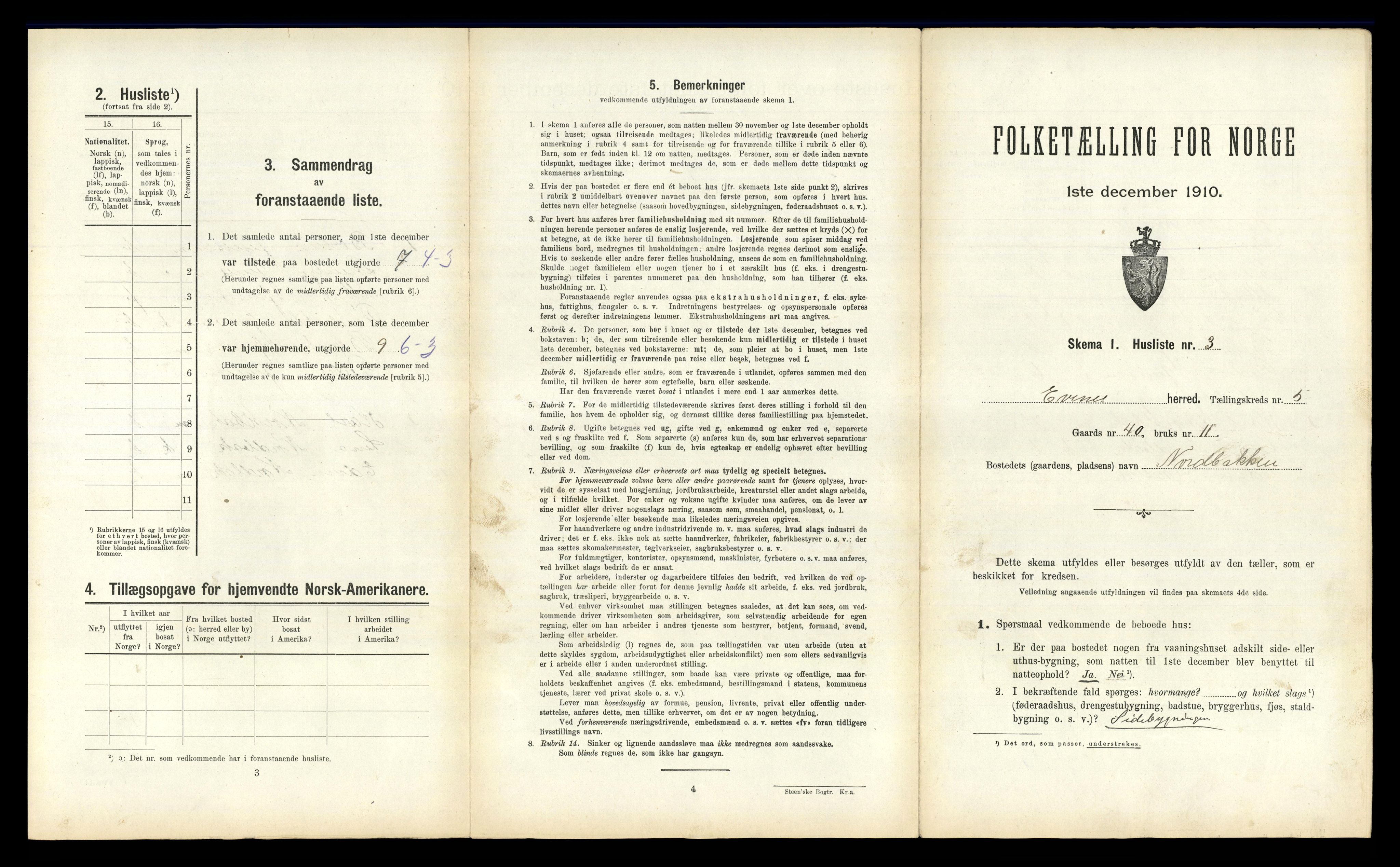 RA, 1910 census for Evenes, 1910, p. 679