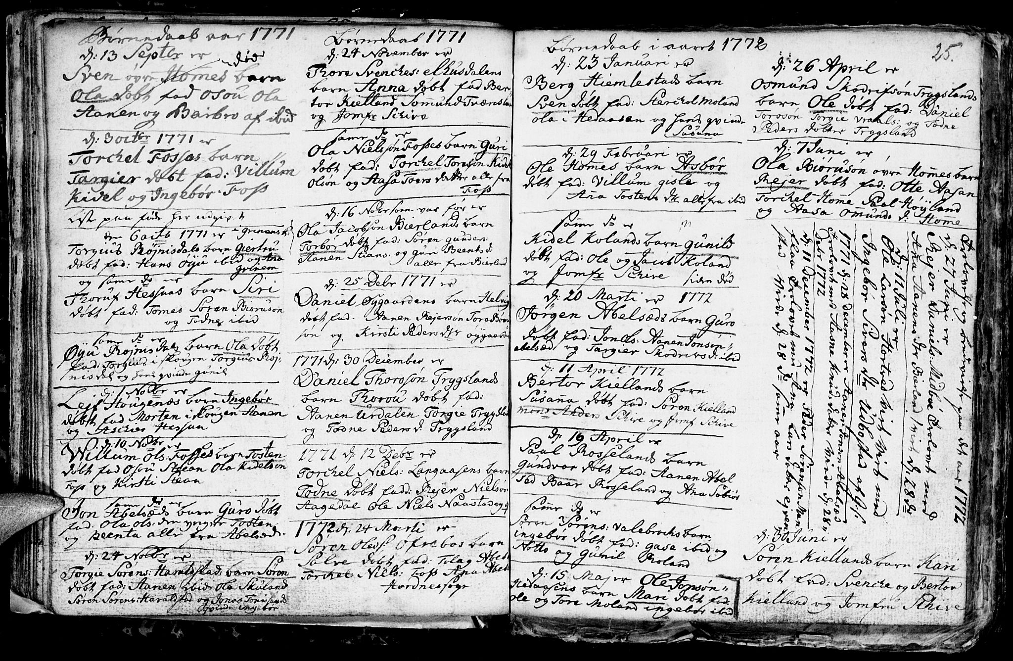 Bjelland sokneprestkontor, AV/SAK-1111-0005/F/Fb/Fba/L0002: Parish register (copy) no. B 2, 1753-1792, p. 25