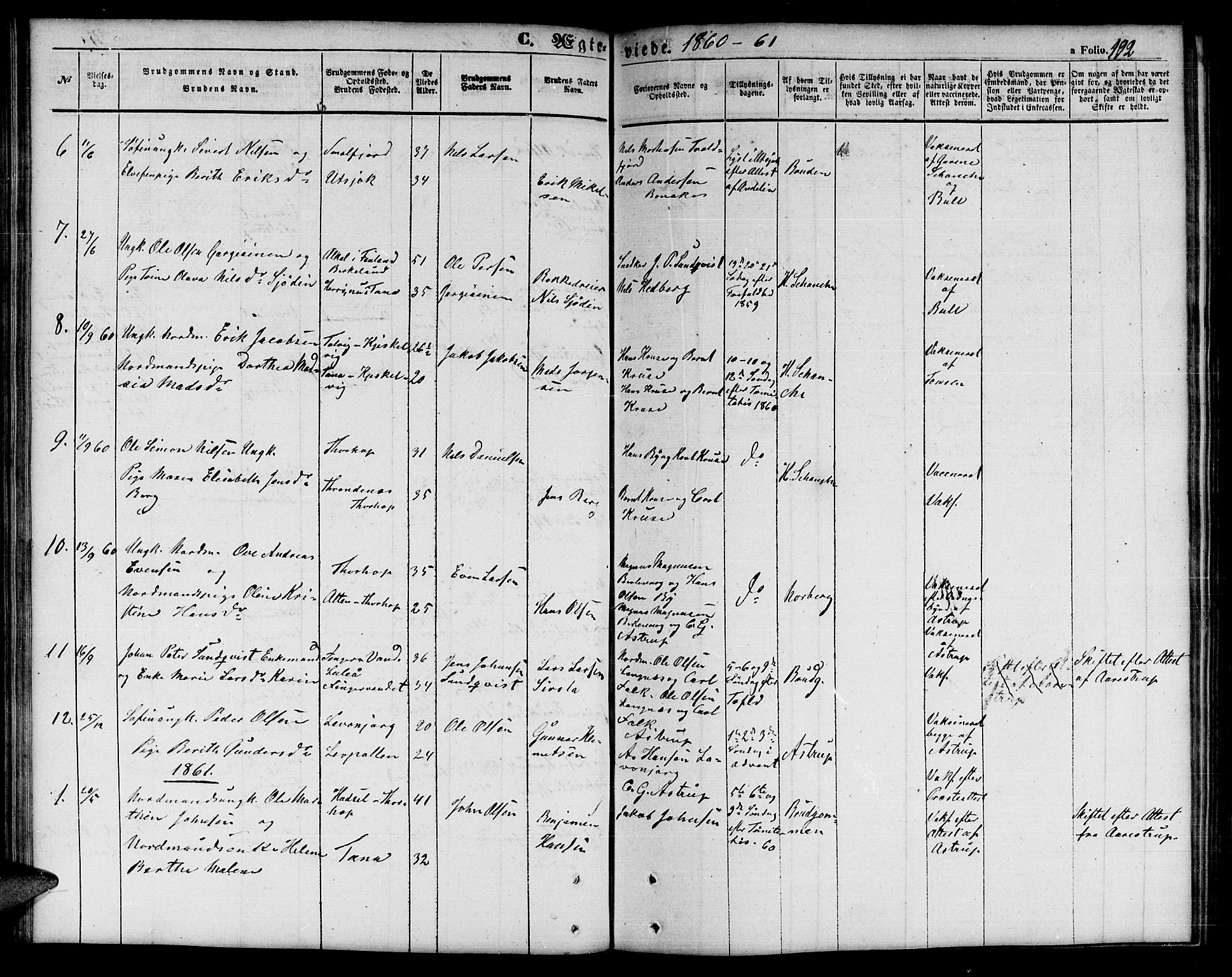 Tana sokneprestkontor, SATØ/S-1334/H/Hb/L0001klokker: Parish register (copy) no. 1 /1, 1853-1867, p. 192
