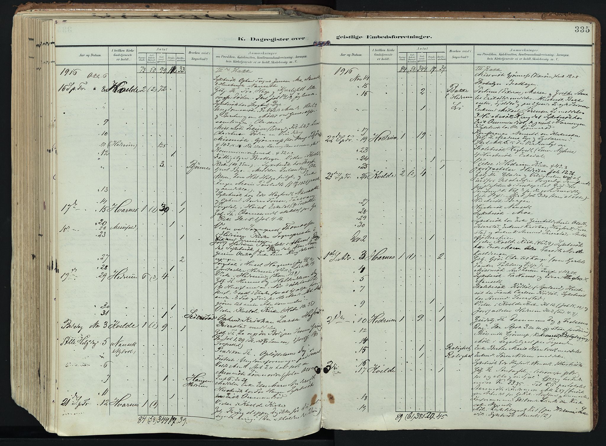 Hedrum kirkebøker, AV/SAKO-A-344/F/Fa/L0010: Parish register (official) no. I 10, 1904-1918, p. 335