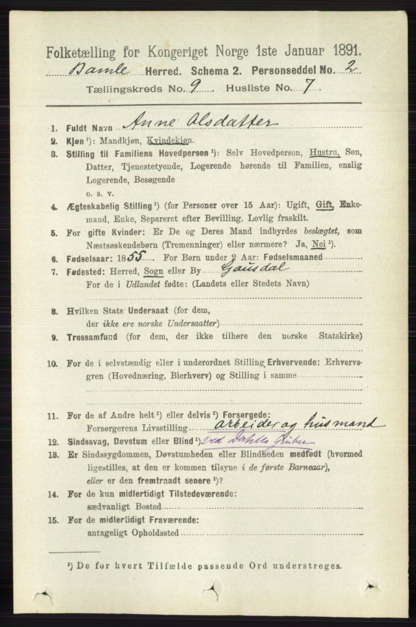 RA, 1891 census for 0814 Bamble, 1891, p. 4223