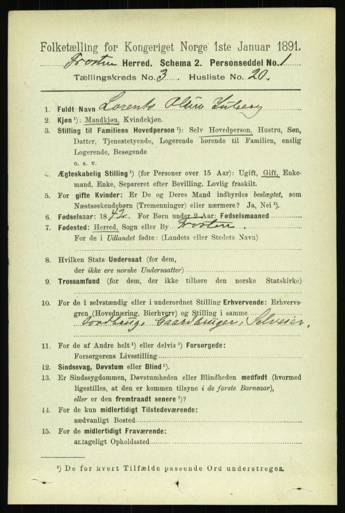 RA, 1891 census for 1717 Frosta, 1891, p. 2015