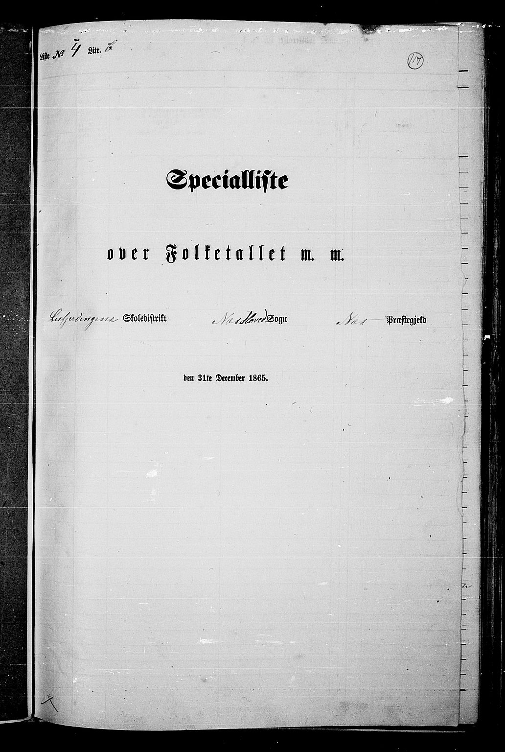 RA, 1865 census for Nes, 1865, p. 102