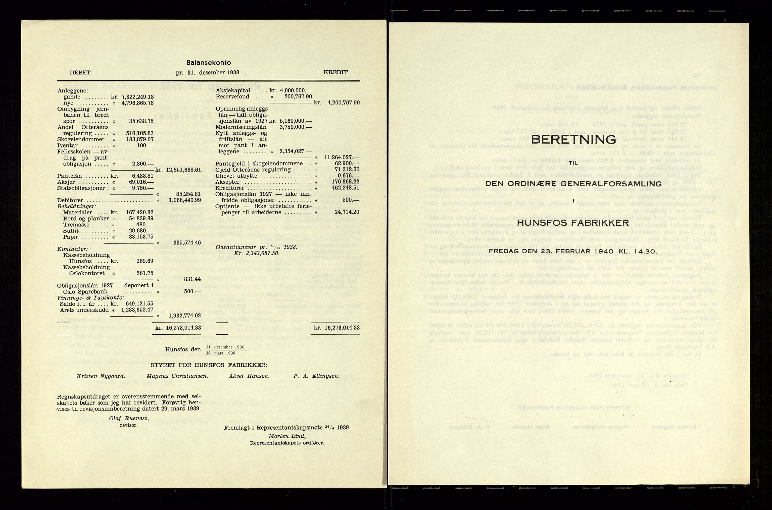 Hunsfos fabrikker, SAK/D/1440/01/L0001/0003: Vedtekter, anmeldelser og årsberetninger / Årsberetninger og regnskap, 1918-1989, p. 83