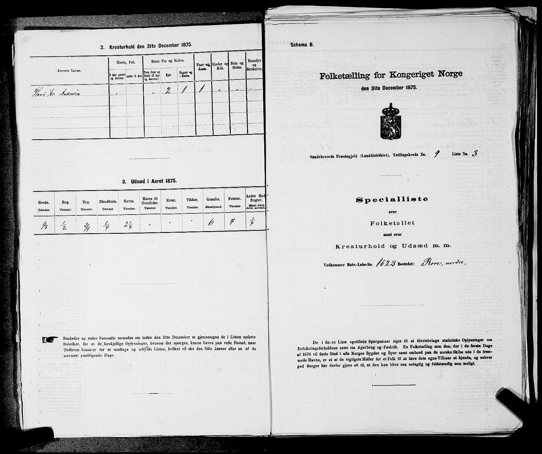 SAKO, 1875 census for 0724L Sandeherred/Sandeherred, 1875, p. 2100