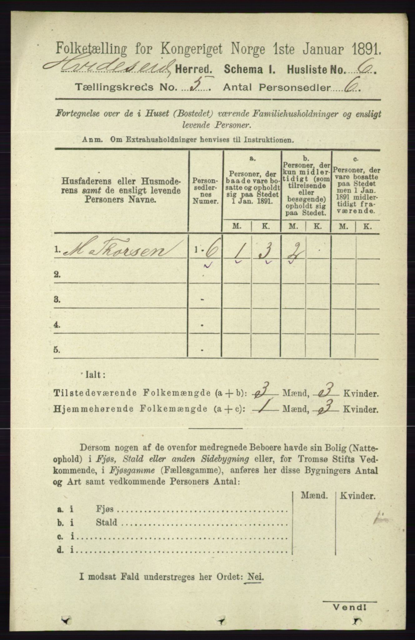 RA, 1891 census for 0829 Kviteseid, 1891, p. 866