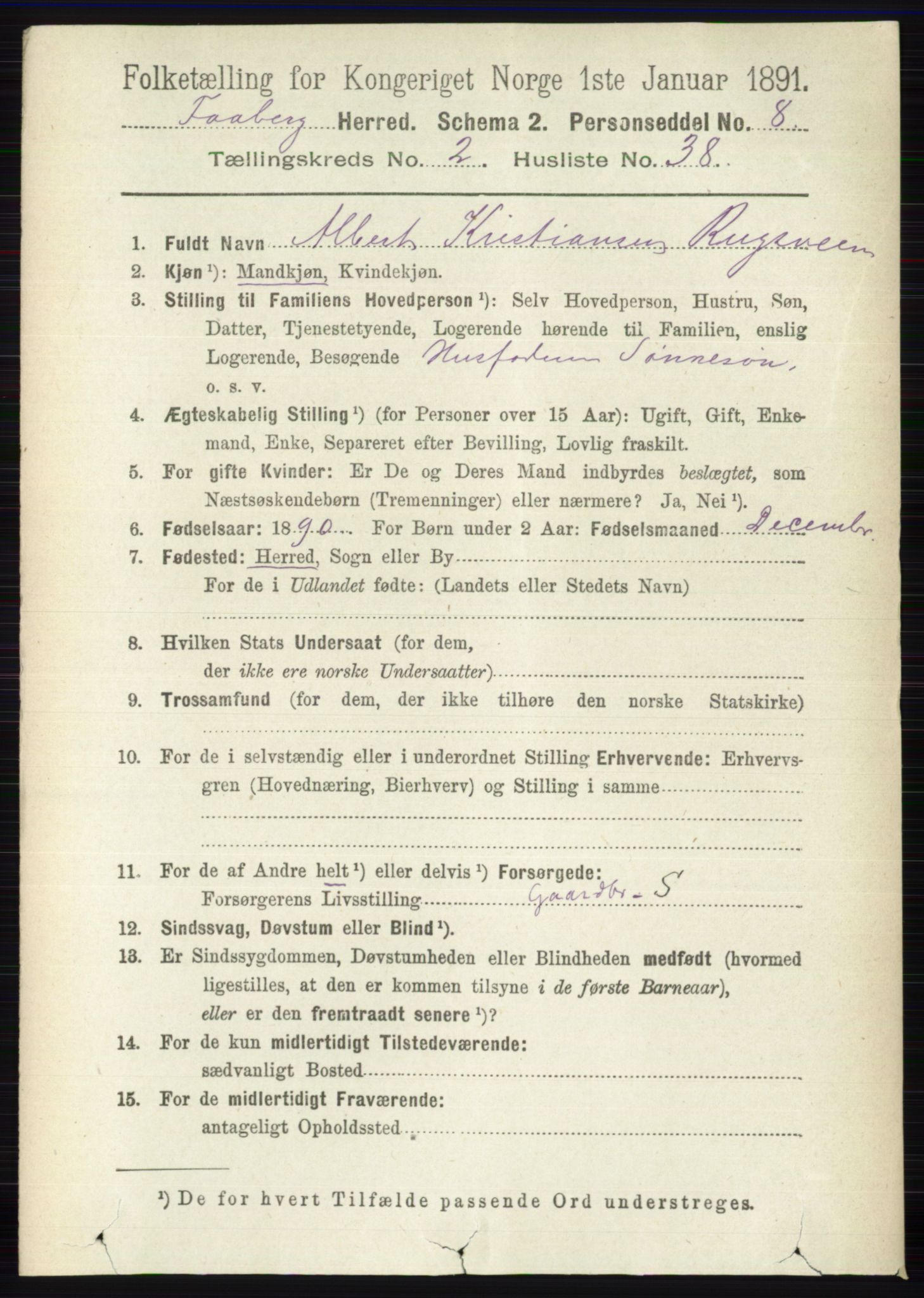RA, 1891 census for 0524 Fåberg, 1891, p. 790