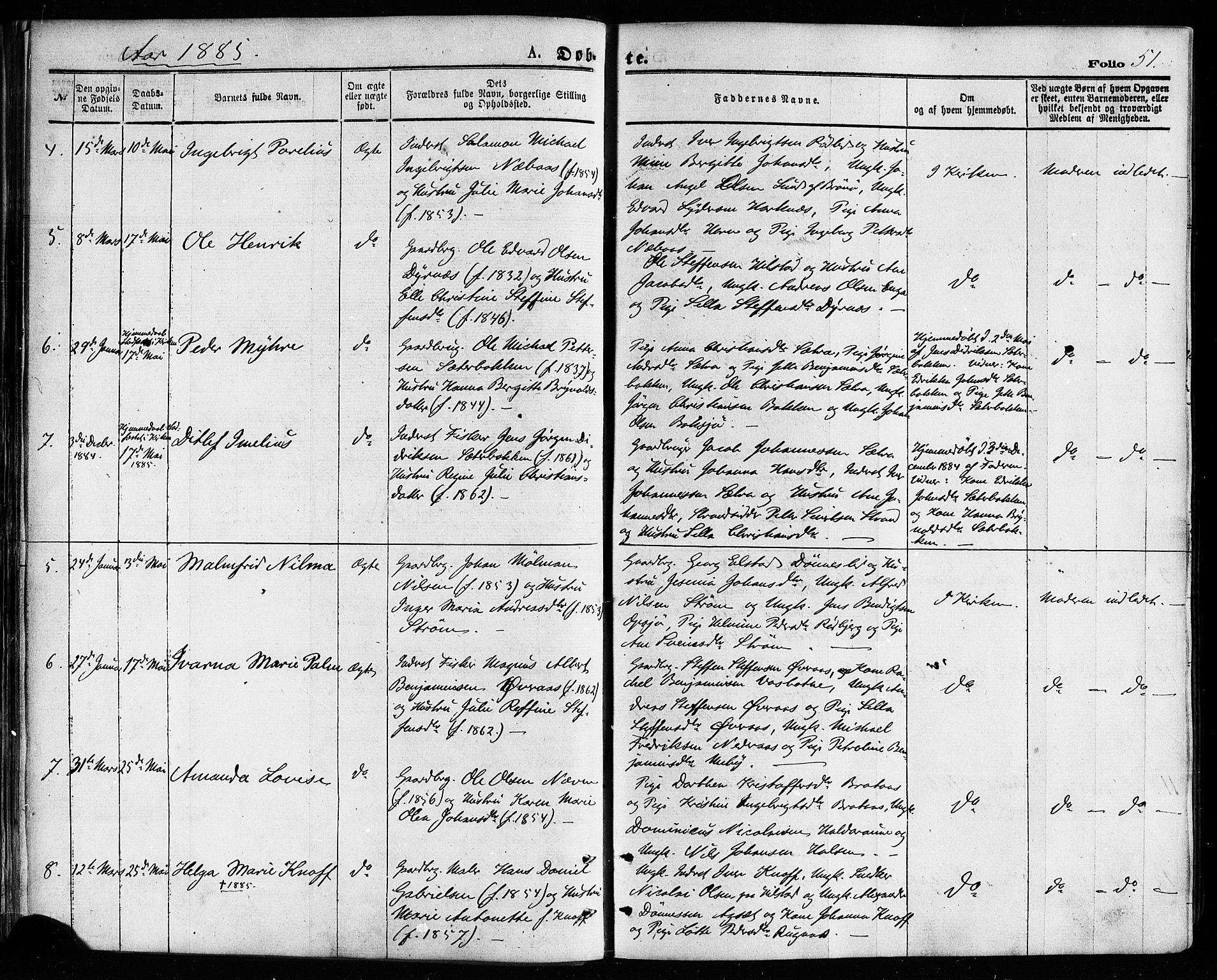 Ministerialprotokoller, klokkerbøker og fødselsregistre - Nordland, AV/SAT-A-1459/814/L0225: Parish register (official) no. 814A06, 1875-1885, p. 51