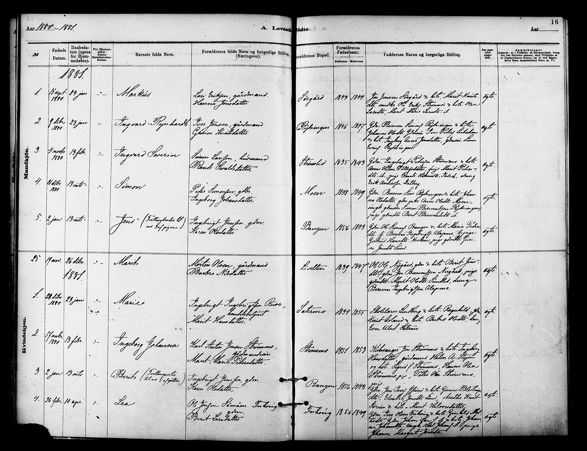 Målselv sokneprestembete, SATØ/S-1311/G/Ga/Gaa/L0009kirke: Parish register (official) no. 9, 1878-1889, p. 16