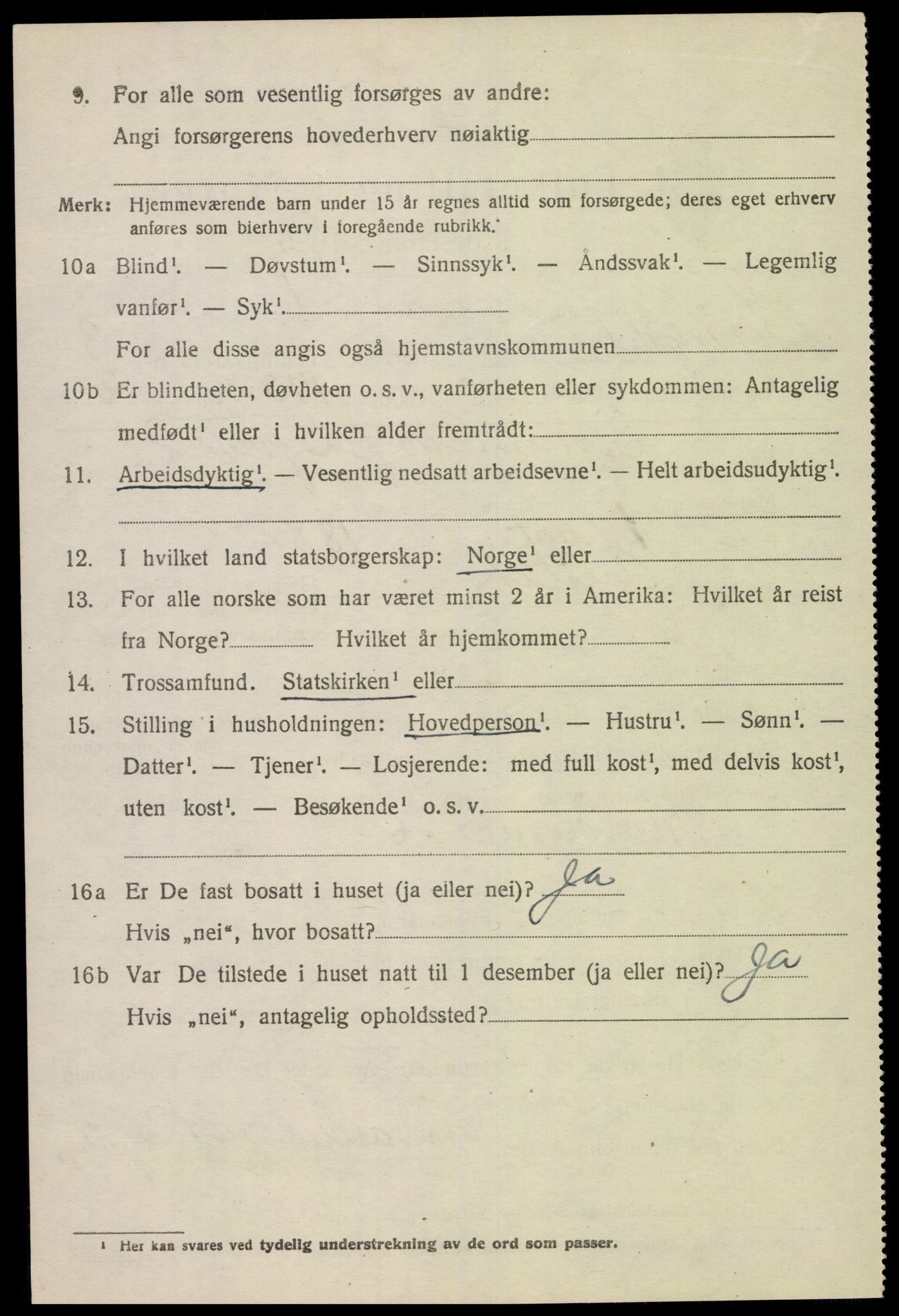 SAK, 1920 census for Lyngdal, 1920, p. 2308