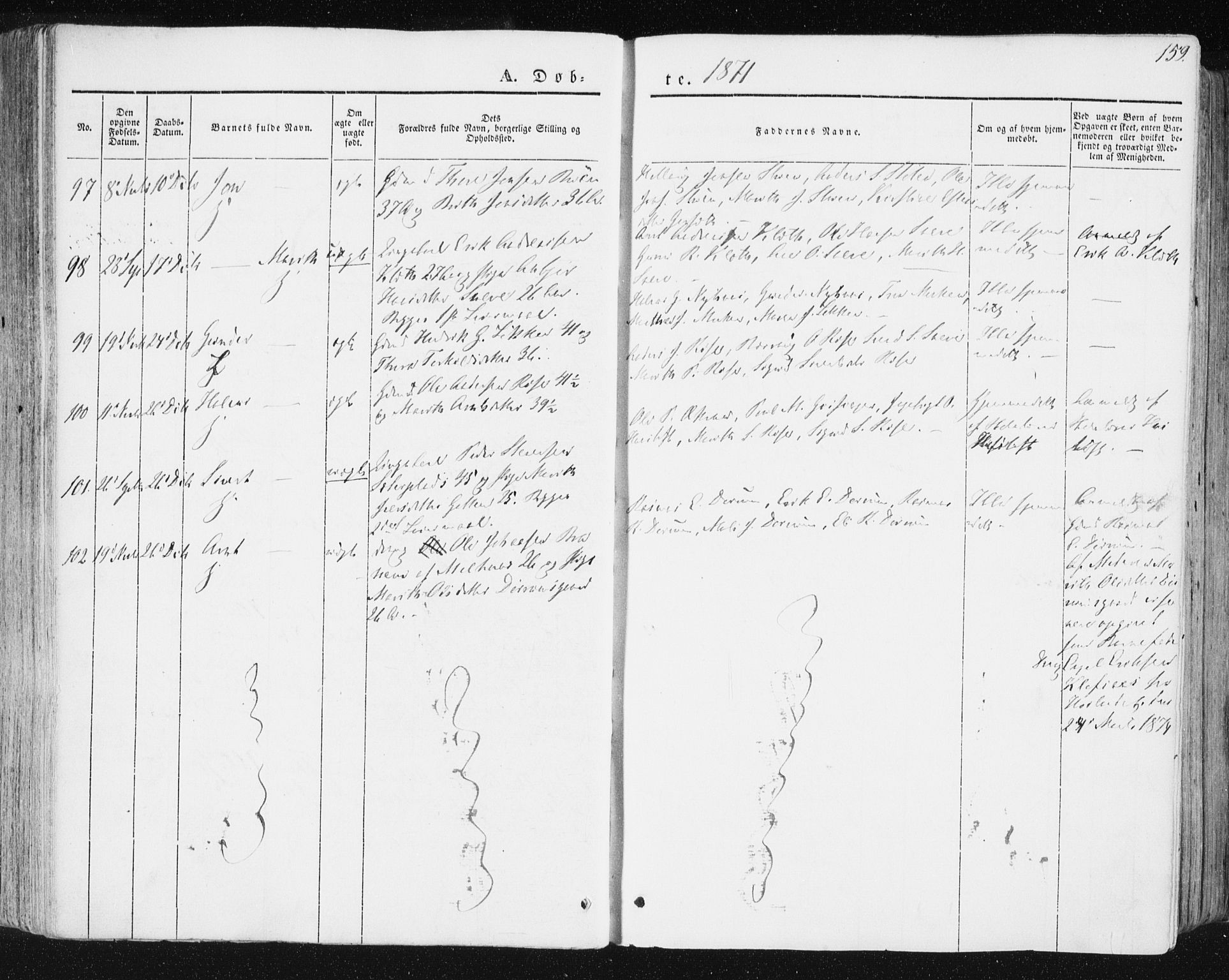 Ministerialprotokoller, klokkerbøker og fødselsregistre - Sør-Trøndelag, SAT/A-1456/678/L0899: Parish register (official) no. 678A08, 1848-1872, p. 159