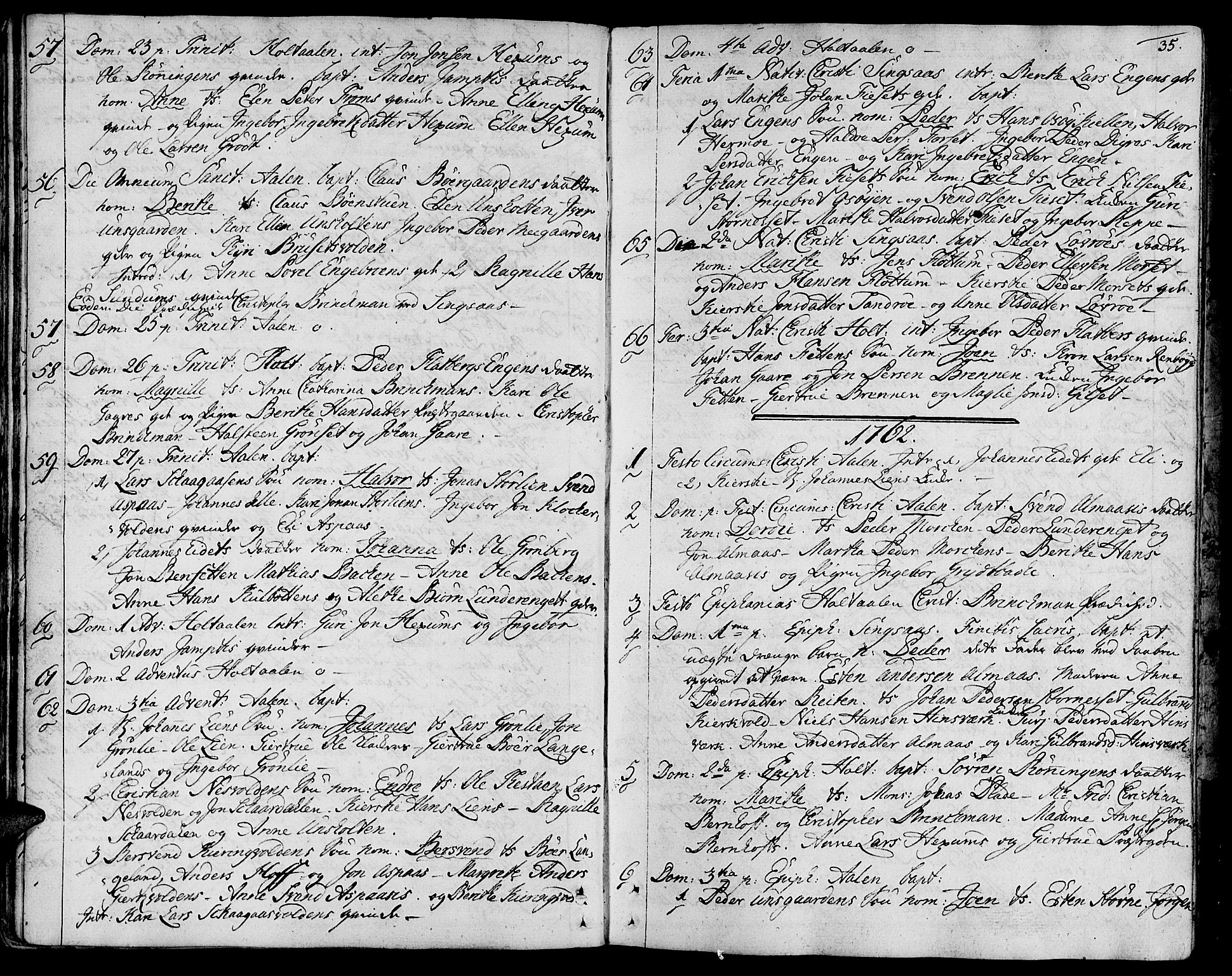 Ministerialprotokoller, klokkerbøker og fødselsregistre - Sør-Trøndelag, SAT/A-1456/685/L0952: Parish register (official) no. 685A01, 1745-1804, p. 35