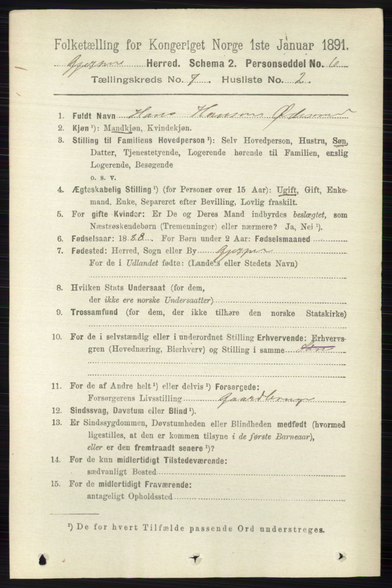 RA, 1891 census for 0812 Gjerpen, 1891, p. 3412