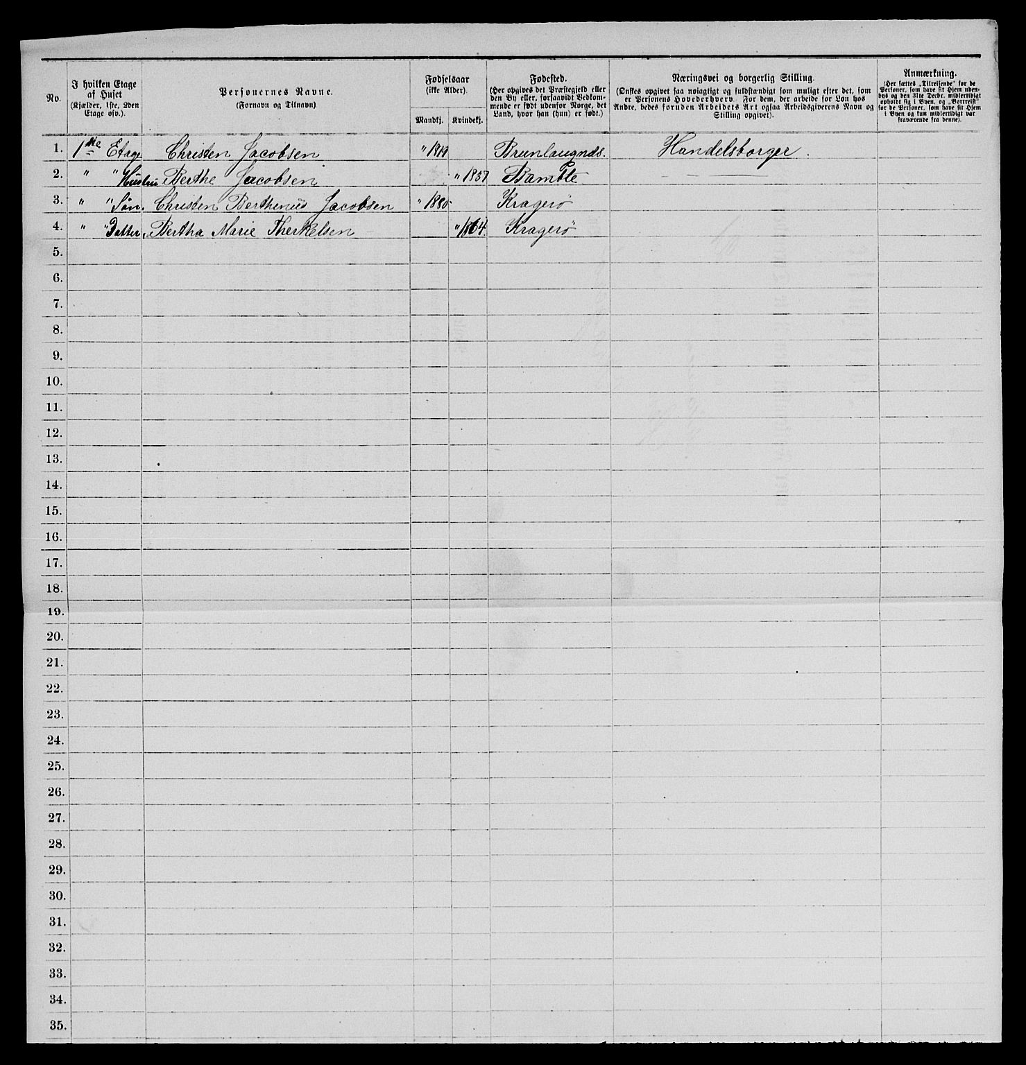 SAKO, 1885 census for 0801 Kragerø, 1885, p. 502