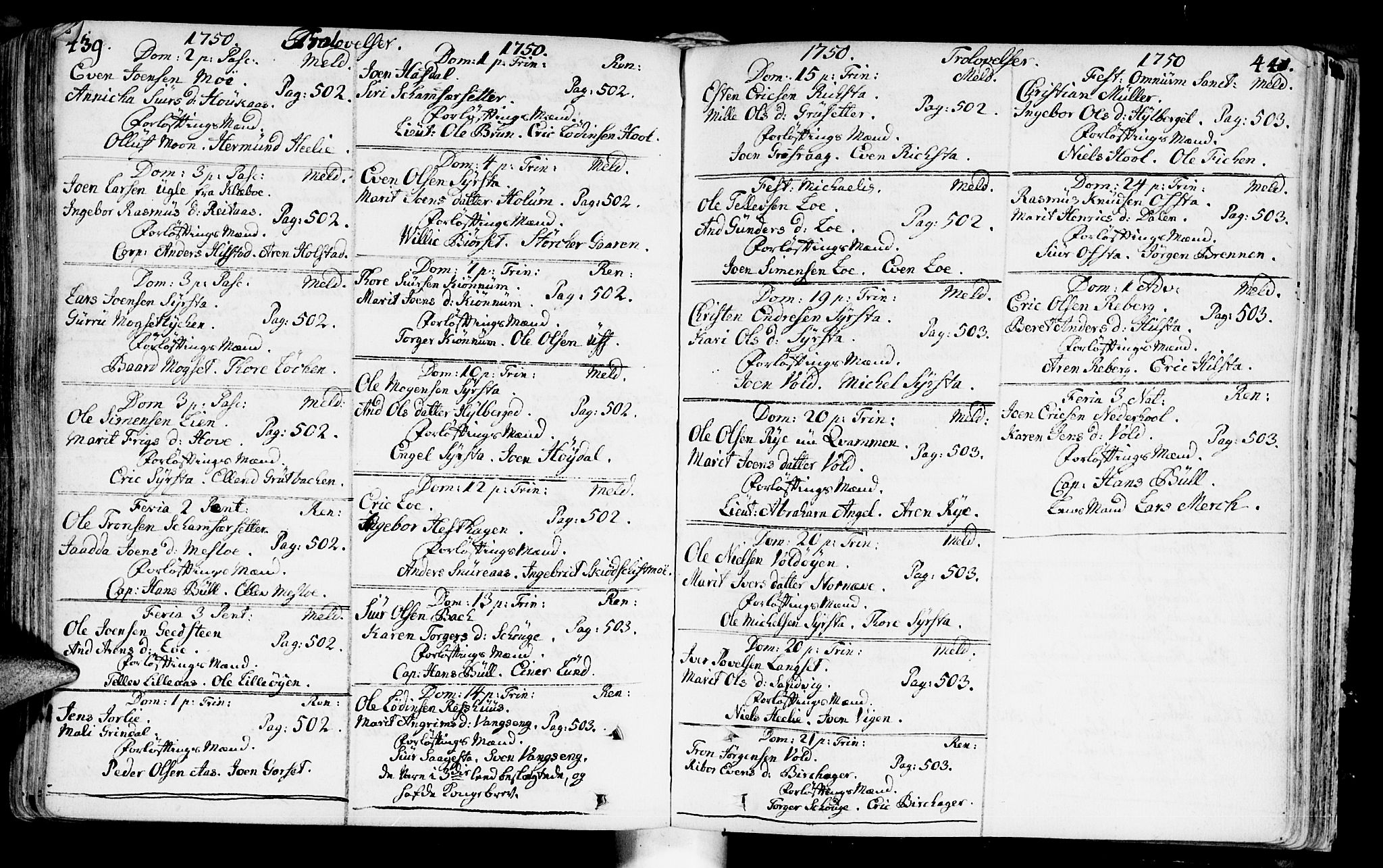 Ministerialprotokoller, klokkerbøker og fødselsregistre - Sør-Trøndelag, SAT/A-1456/672/L0850: Parish register (official) no. 672A03, 1725-1751, p. 439-440