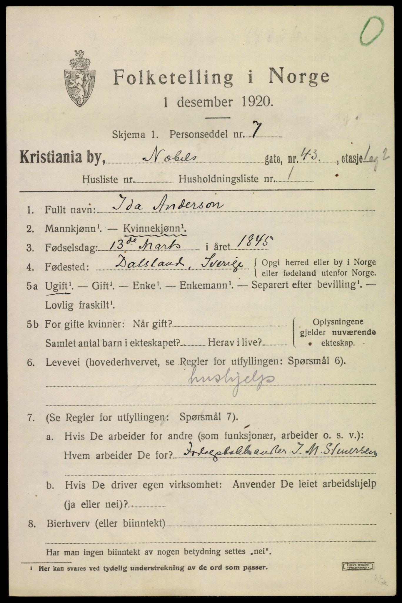 SAO, 1920 census for Kristiania, 1920, p. 418051