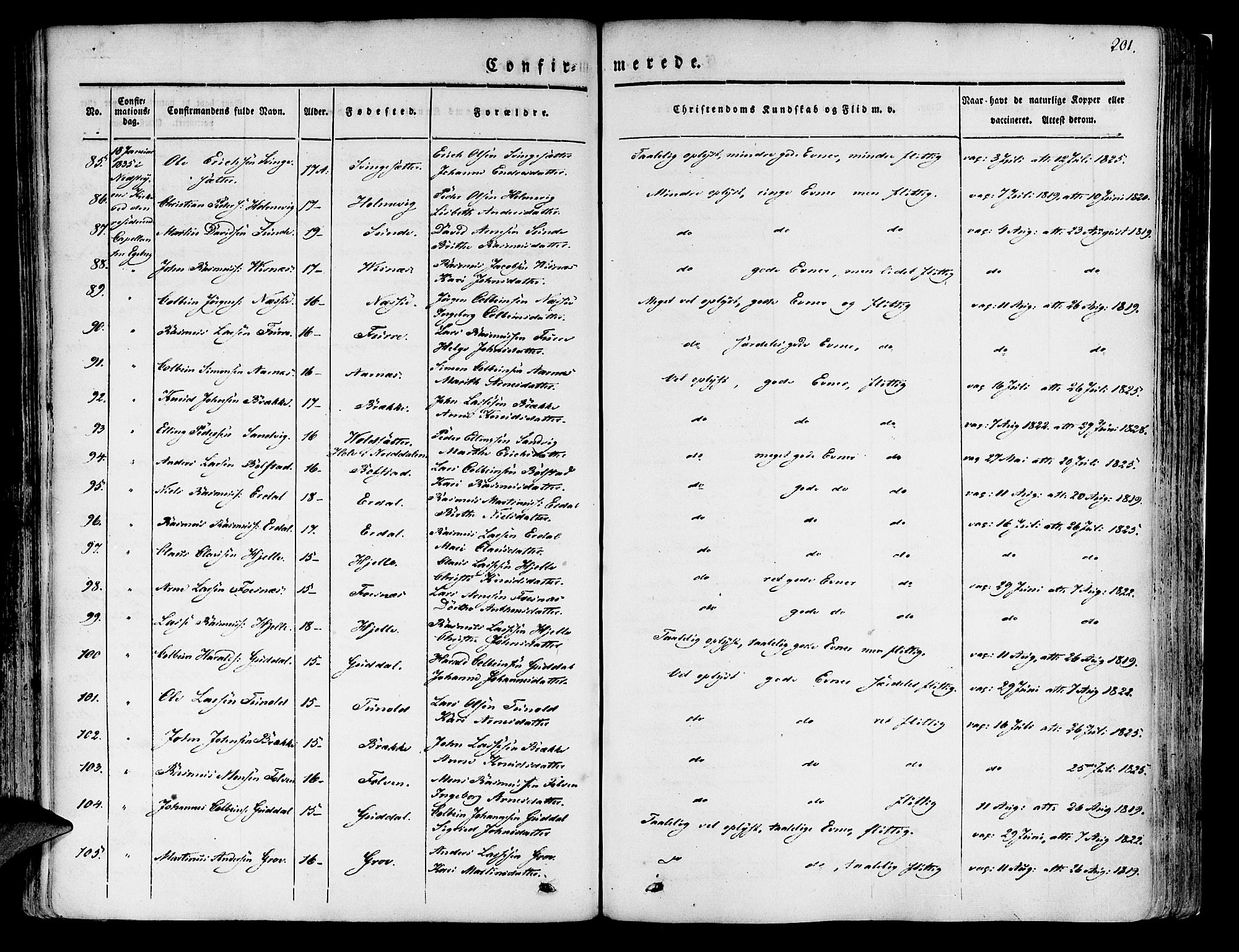 Innvik sokneprestembete, SAB/A-80501: Parish register (official) no. A 4I, 1831-1846, p. 201