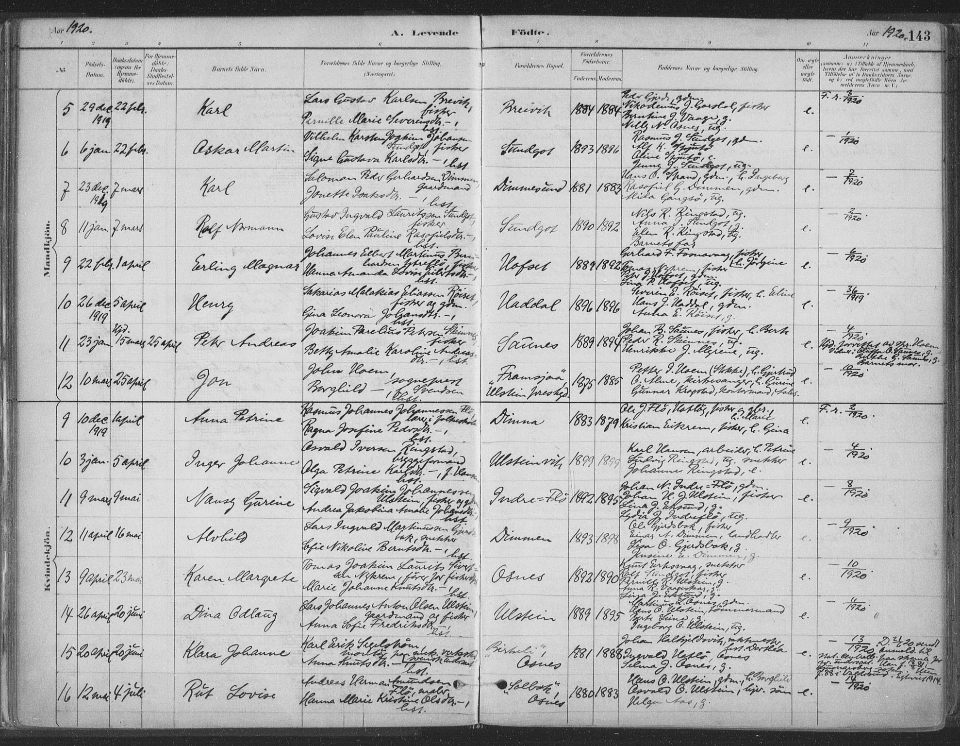 Ministerialprotokoller, klokkerbøker og fødselsregistre - Møre og Romsdal, AV/SAT-A-1454/509/L0106: Parish register (official) no. 509A04, 1883-1922, p. 143