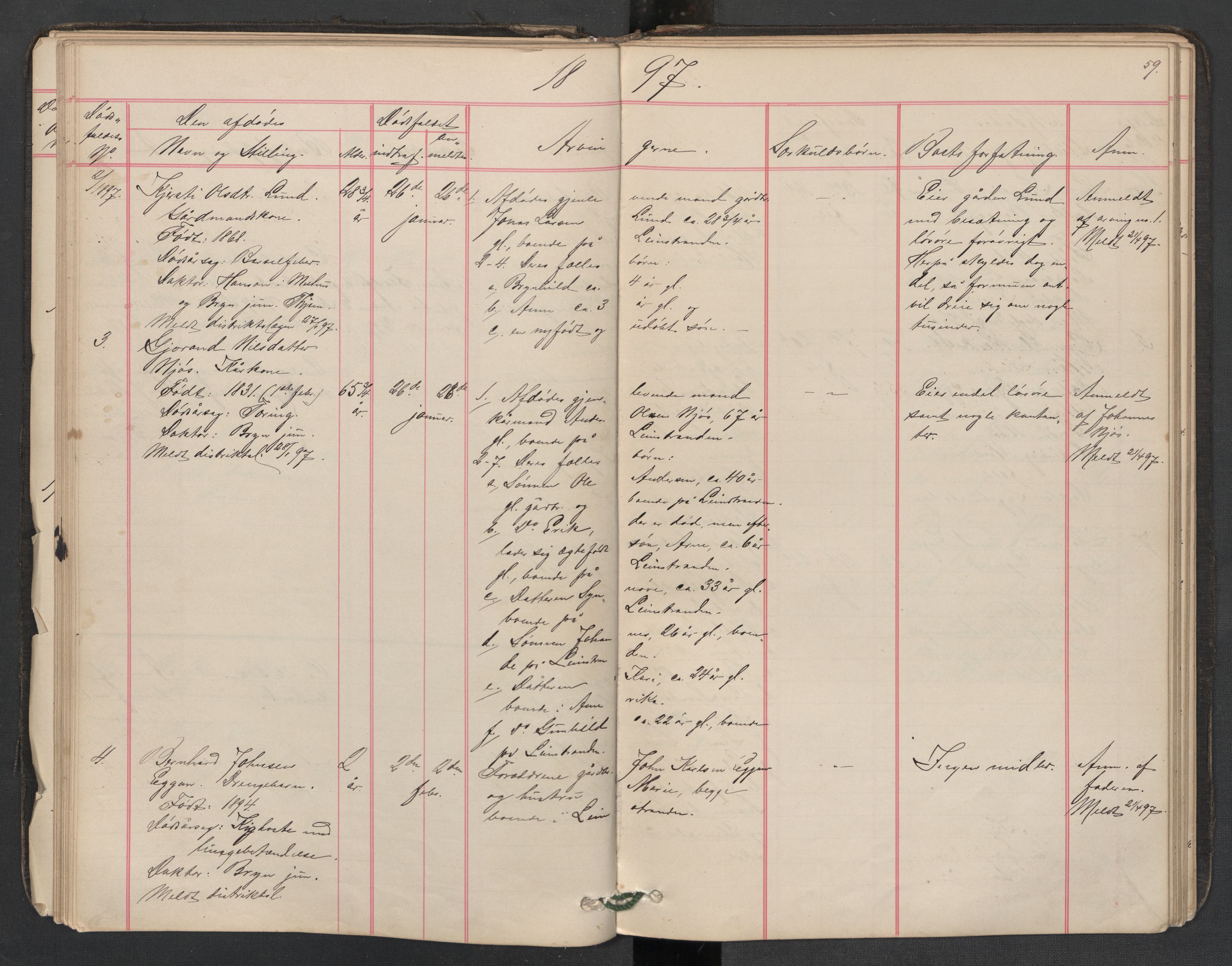 Leinstrand lensmannskontor, AV/SAT-A-1060/1/02/L0002: 02.01.02 Dødsfallsprotokoll, 1890-1911, p. 59