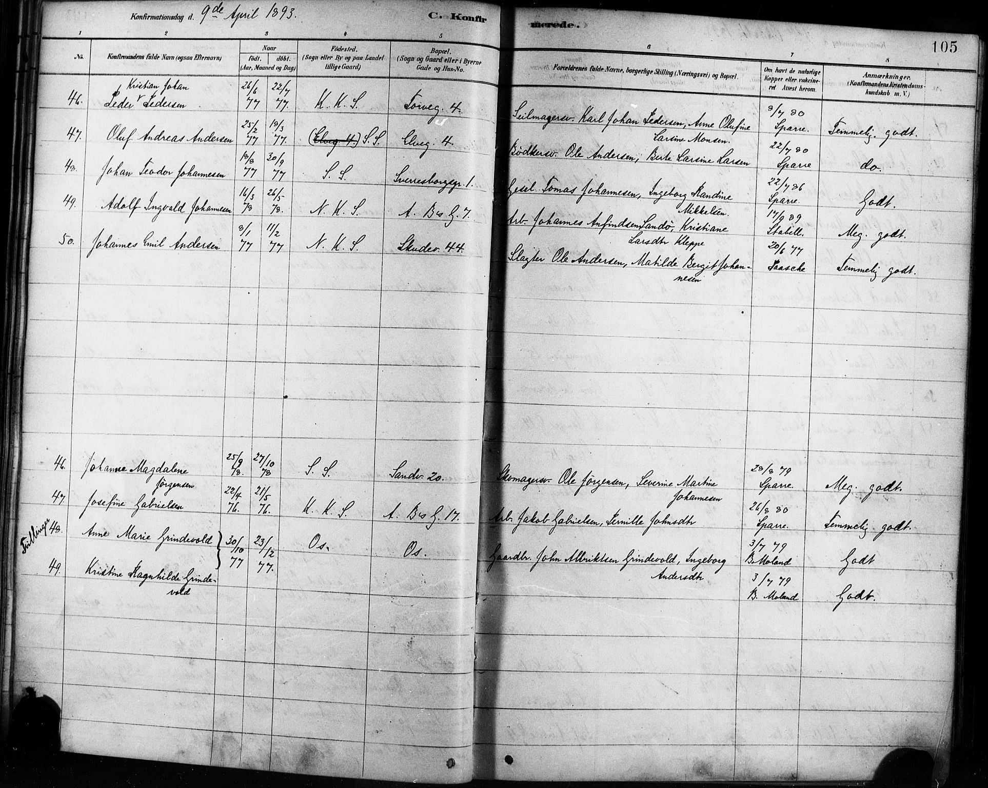 Sandviken Sokneprestembete, AV/SAB-A-77601/H/Ha/L0002: Parish register (official) no. A 2, 1878-1896, p. 105