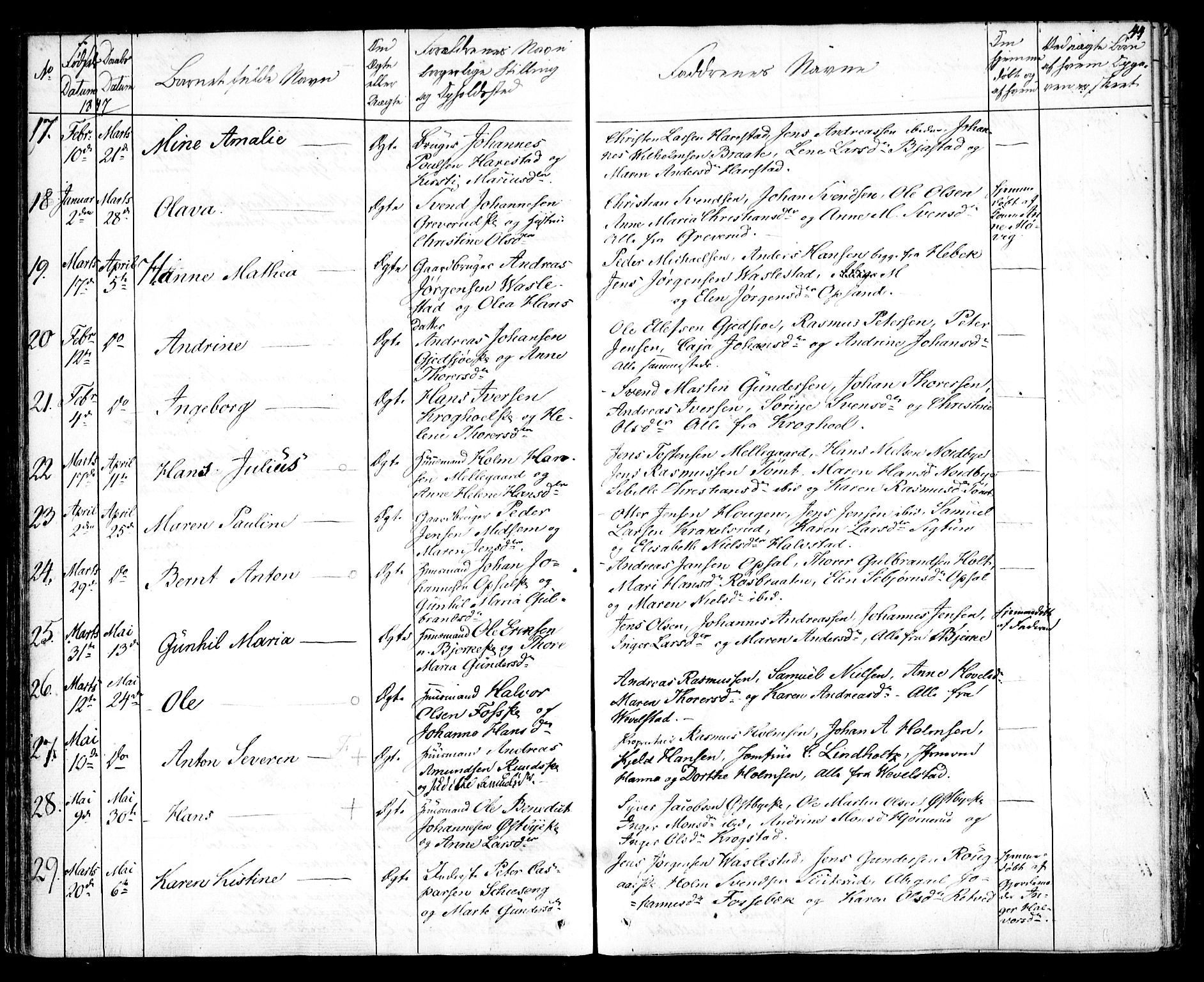 Kråkstad prestekontor Kirkebøker, AV/SAO-A-10125a/F/Fa/L0005: Parish register (official) no. I 5, 1837-1847, p. 44