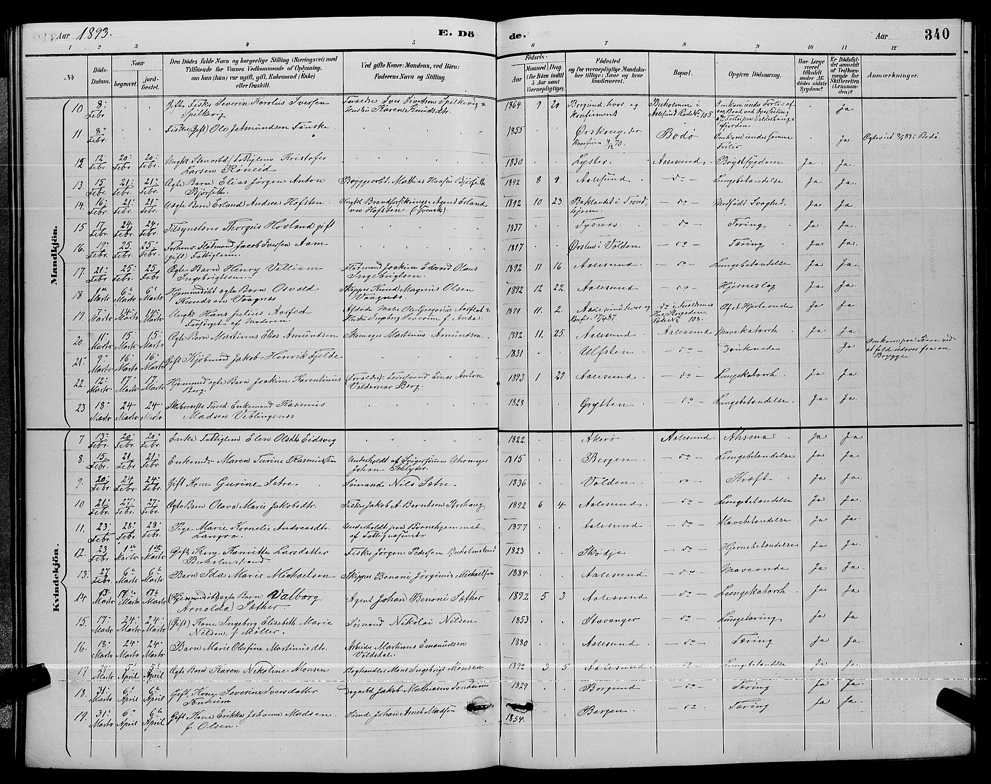 Ministerialprotokoller, klokkerbøker og fødselsregistre - Møre og Romsdal, AV/SAT-A-1454/529/L0467: Parish register (copy) no. 529C04, 1889-1897, p. 340